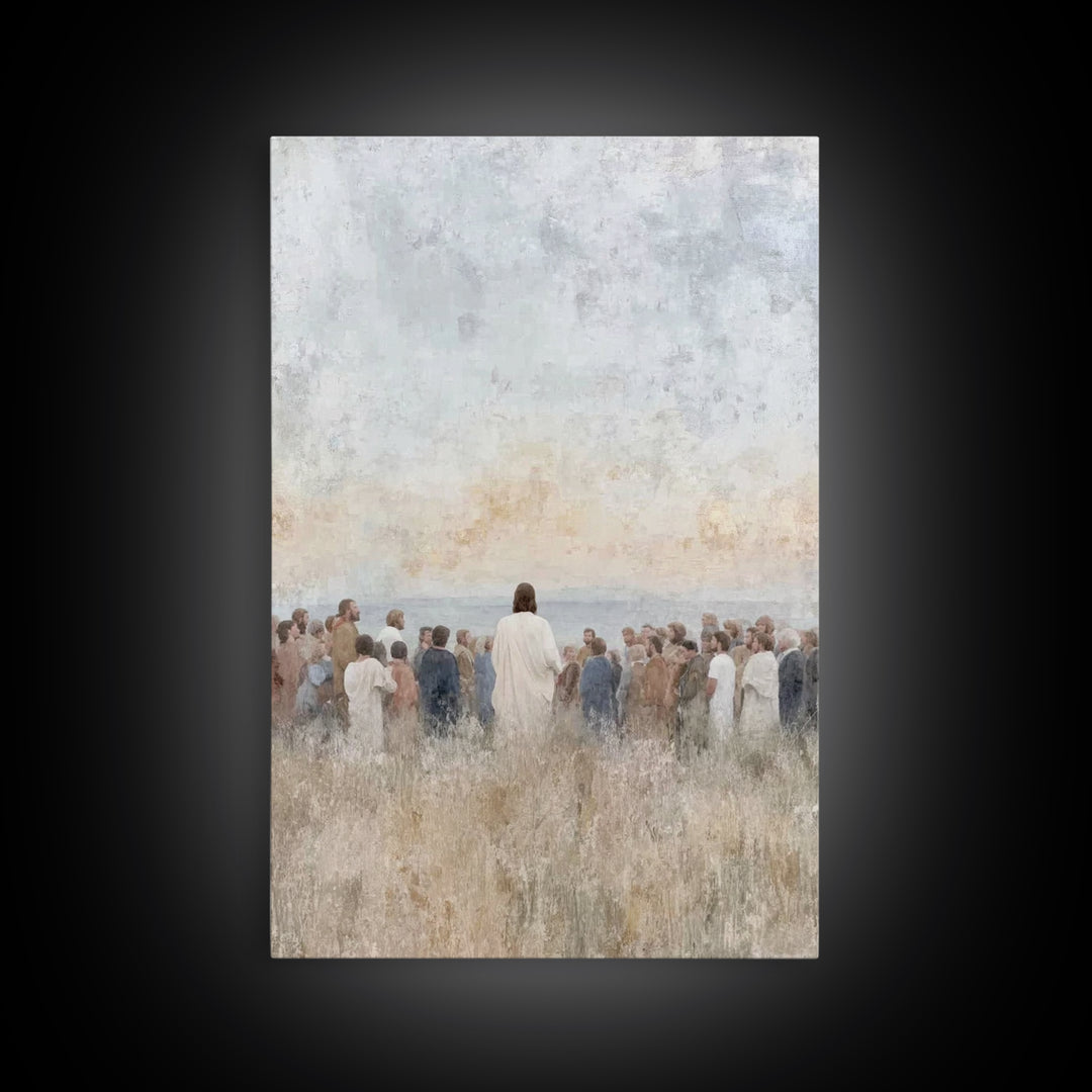 Crowd Of Hope | Framed Canvas Print | Christian Art Canvas | Christian Wall Art | Jesus Painting | Christian Art | Christian Decor | Christ
