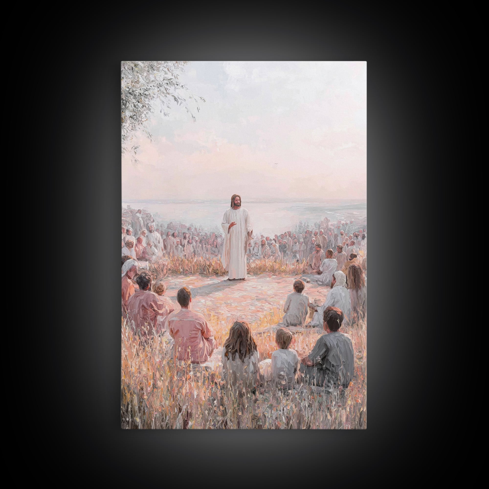 Sermon Of Light – Framed Canvas Print – Christian Wall Art – Jesus Painting – Christian Art Canvas – Christian Decor – Large Christian Pain