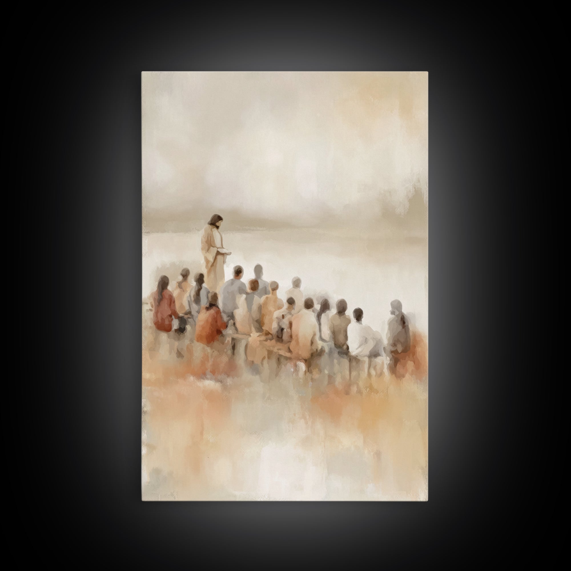 Quiet Shore Lesson – Framed Canvas Print – Christian Art Canvas – Minimalist Christian Art – Jesus Painting – Christian Wall Art – Subtle C