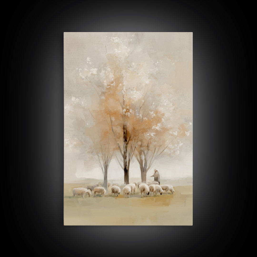 Blossom Field Grace, Framed Canvas Print, Christian Wall Art, Christian Art Canvas, Subtle Christian Art, Jesus Painting, Christian Decor F
