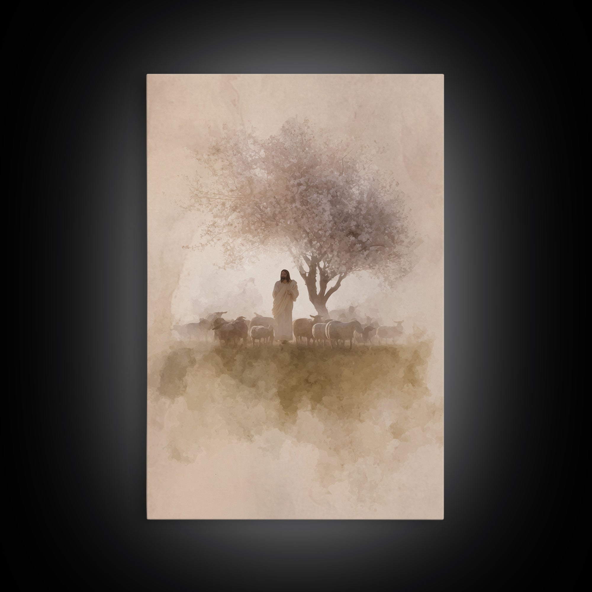 Morning Shepherd Calm – Framed Canvas Print – Christian Art Canvas – Jesus Painting – Christian Wall Art – Christian Christmas Art – Christ