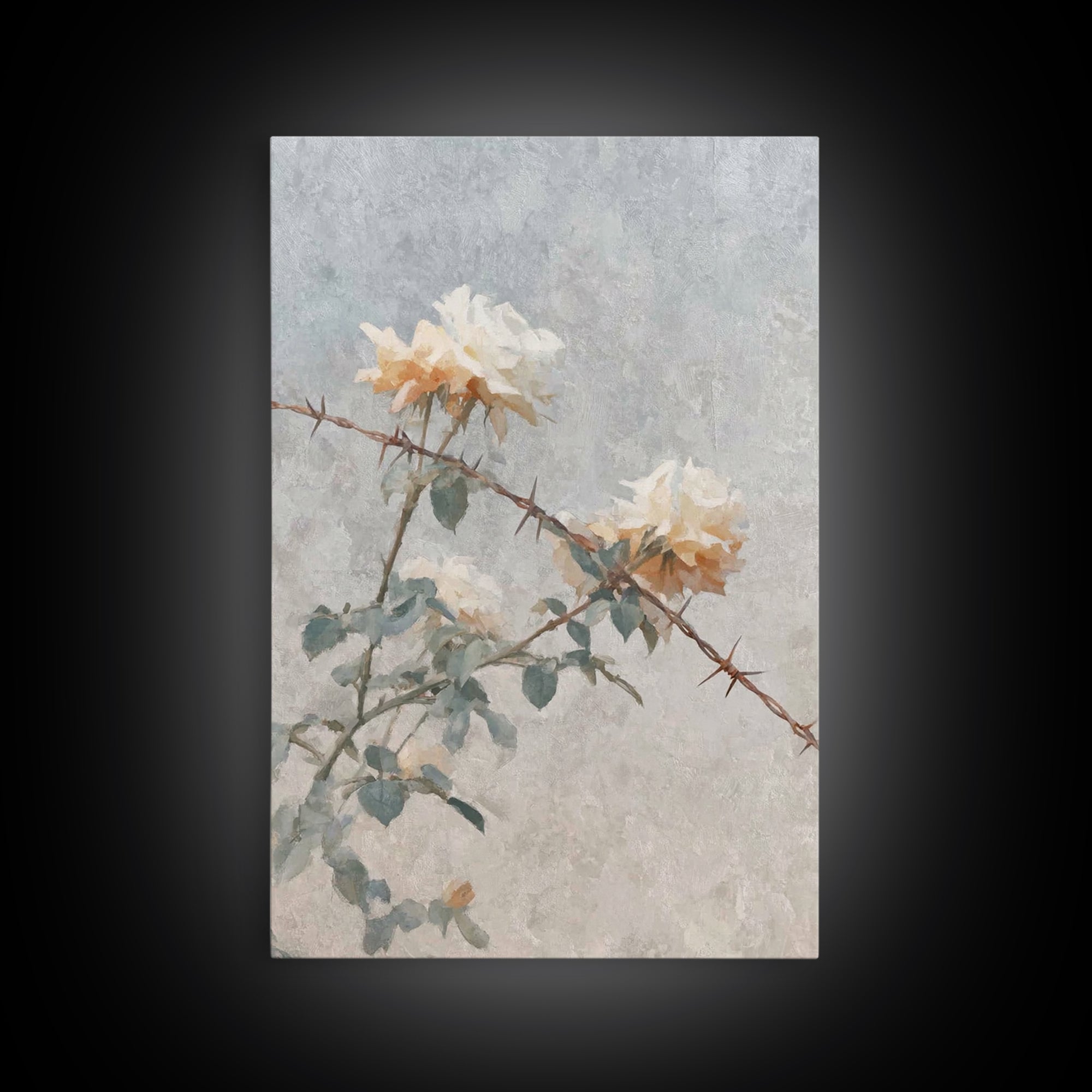 Thorn And Bloom – Framed Canvas Print – Christian Art Canvas – Christian Wall Art – Christian Painting – Christian Decor – Minimalist Chris