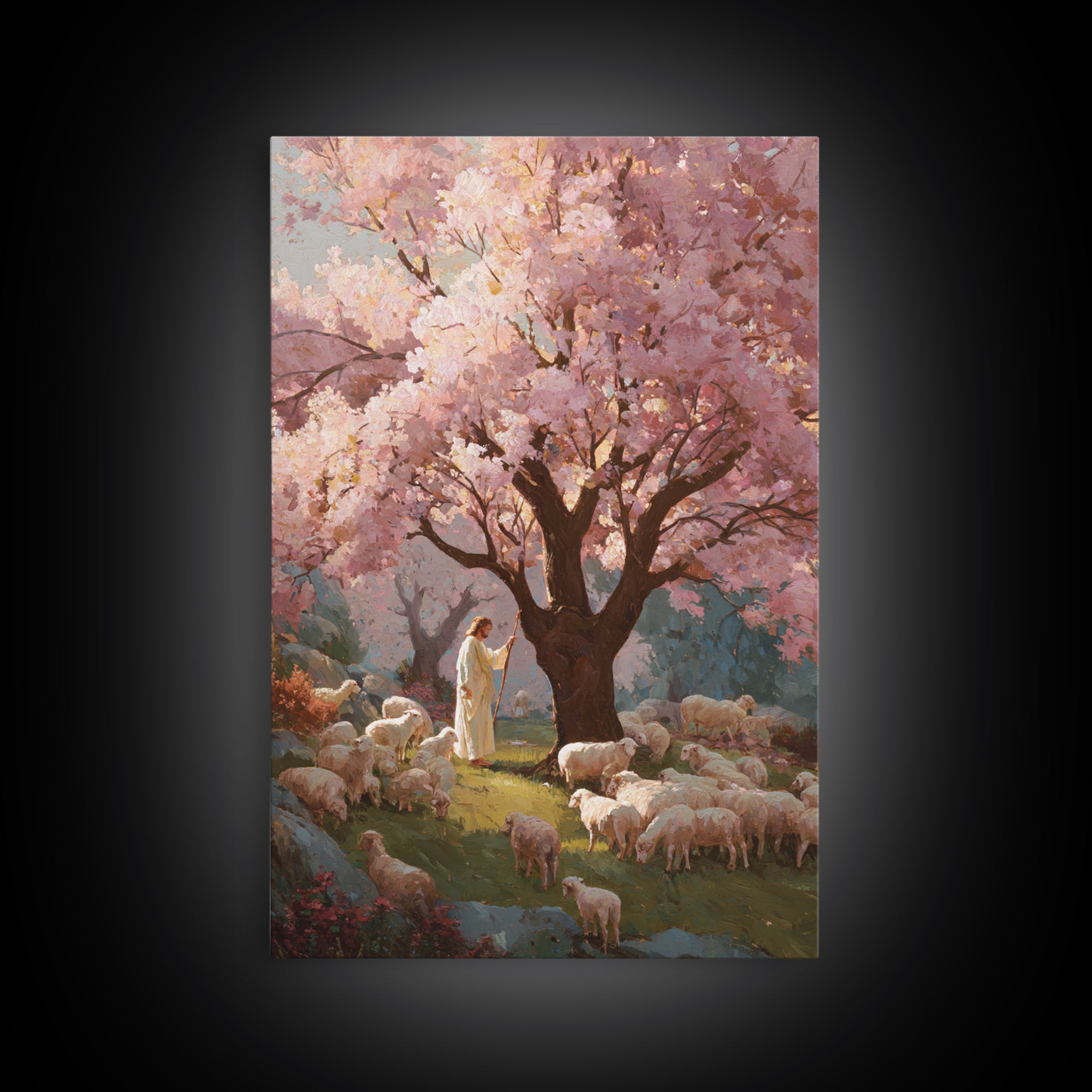 Blossoms Of Mercy – Framed Canvas Print – Christian Wall Art – Jesus Painting – Christian Art Canvas – Large Christian Painting – Christian