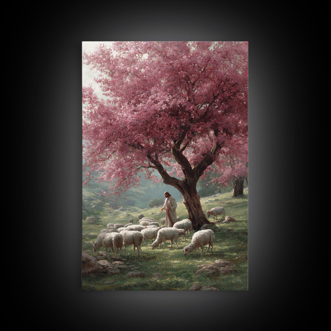Pasture Of Peace | Framed Canvas Print | Christian Art Canvas | Jesus Painting | Christian Wall Art | Christian Christmas Art | Modern Chri