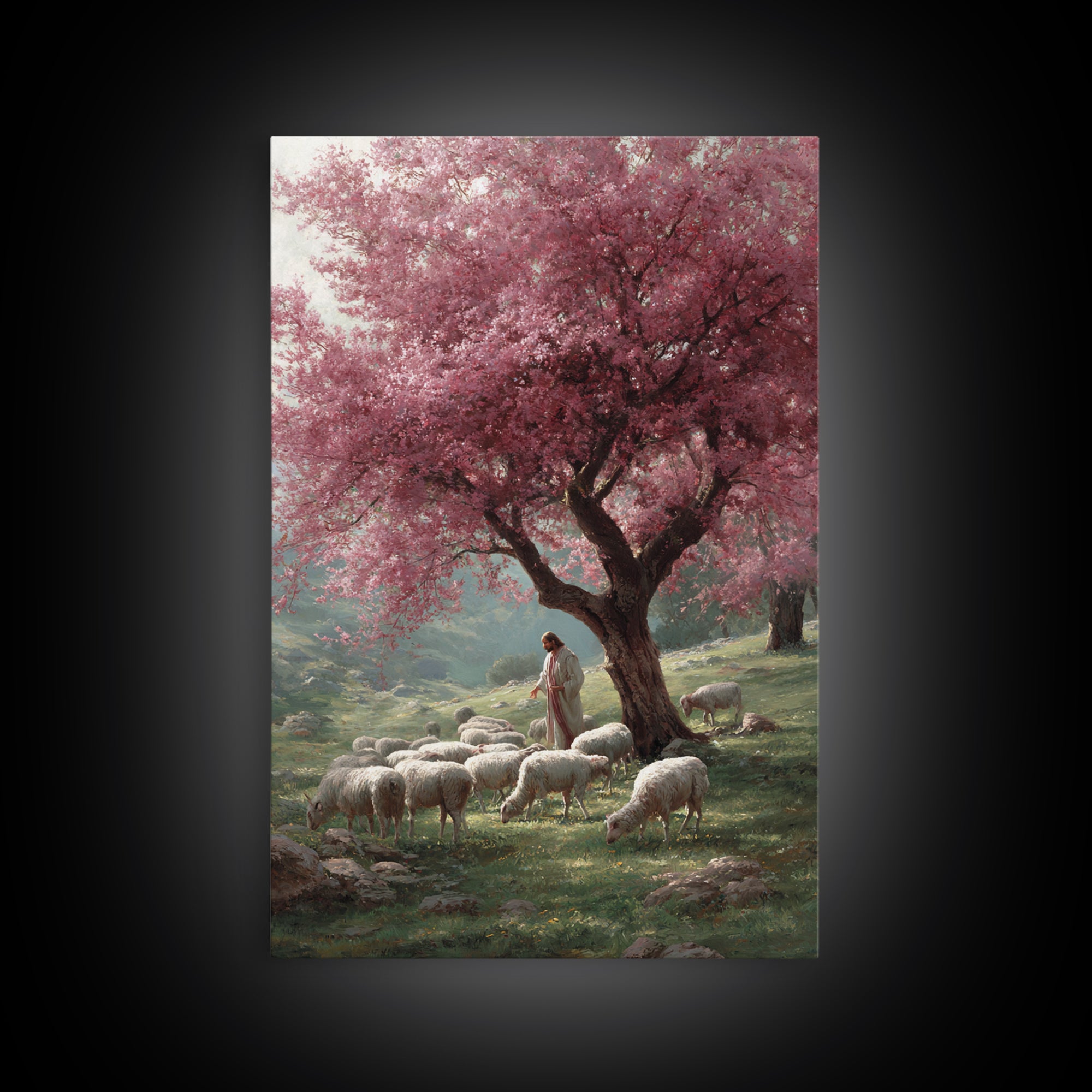 Pasture Of Peace | Framed Canvas Print | Christian Art Canvas | Jesus Painting | Christian Wall Art | Christian Christmas Art | Modern Chri