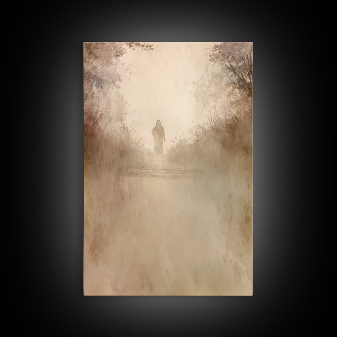 Gentle Path Light – Framed Canvas Print – Christian Art Canvas – Christian Wall Art – Subtle Christian Art – Jesus Painting – Christian Art