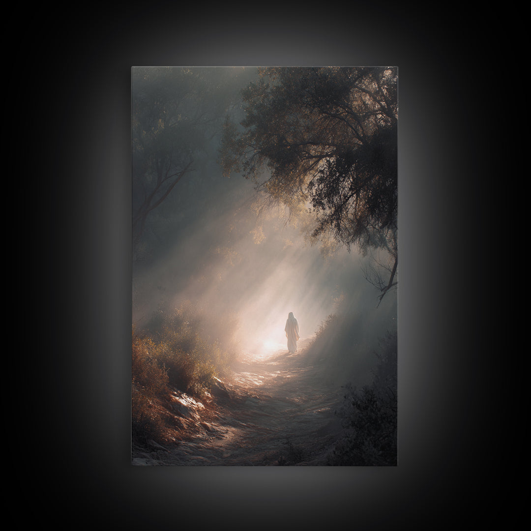 Garden Path Hope, Framed Canvas Print, Christian Art Canvas, Christian Wall Art, Modern Christian Art, Jesus Painting, Christian Art Gift,