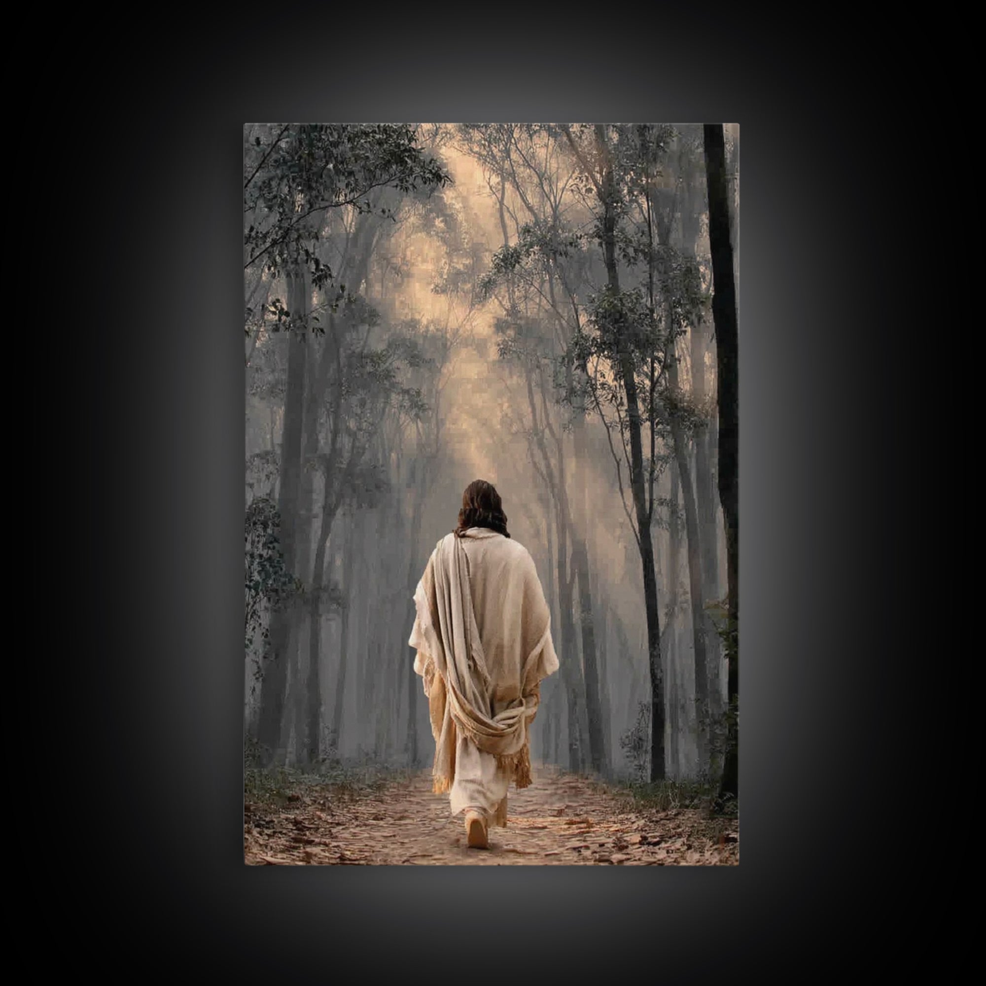 Light Of The Way – Framed Canvas Print – Christian Wall Art – Jesus Painting – Christian Art Canvas – Moody Christian Art – Christian Gift