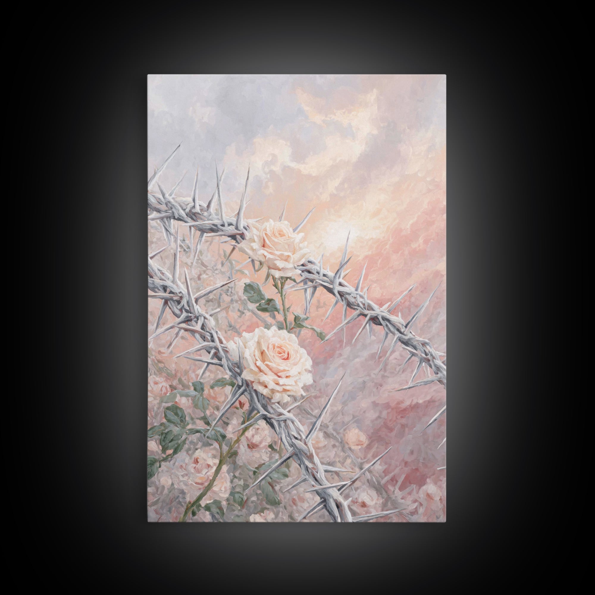 Crown Of Blossoms – Framed Canvas Print – Christian Art Canvas – Christian Wall Art – Christian Art Painting – Christian Decor – Modern Chr
