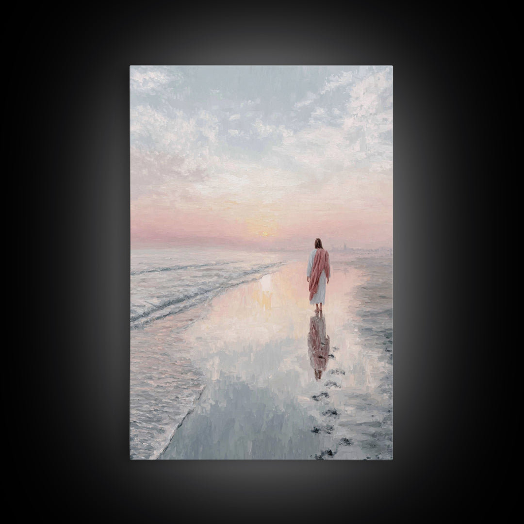 Shore Of Grace – Framed Canvas Print – Christian Wall Art – Christian Art Canvas – Jesus Painting – Christian Art Print – Christian Christm