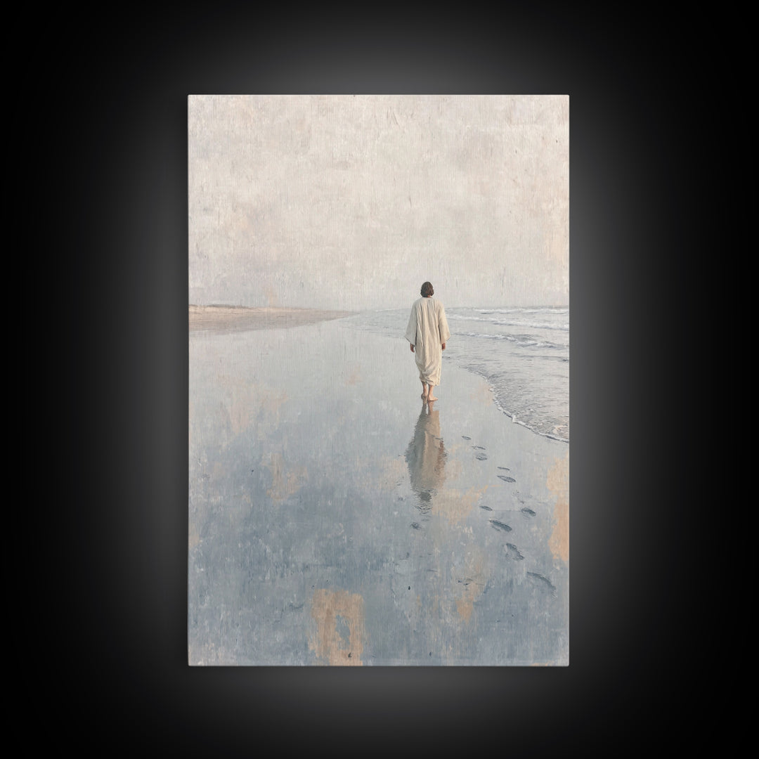 Walk Of Faith - Framed Canvas Print - Christian Wall Art - Jesus Painting - Christian Art Canvas - Minimalist Christian Art - Christian Dec