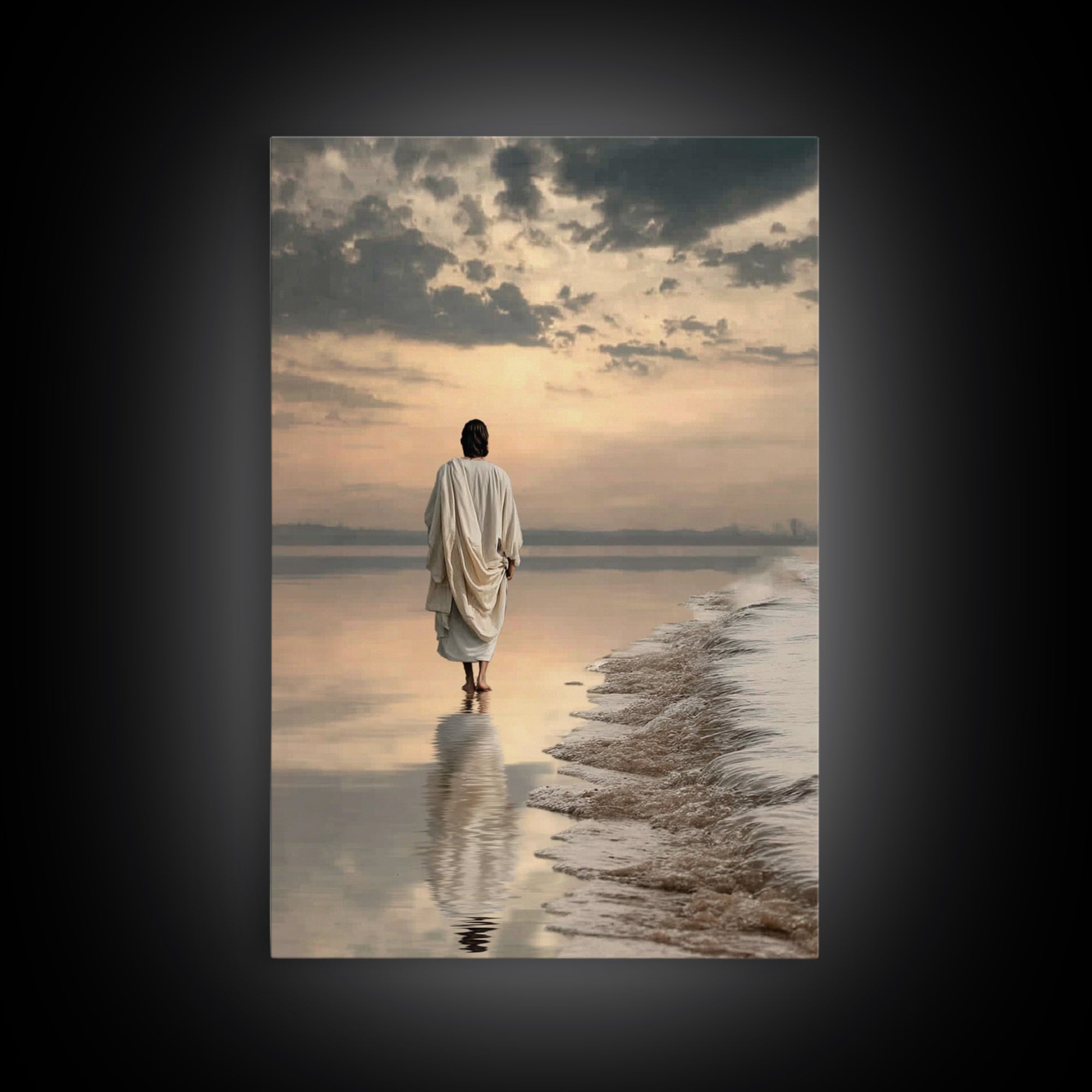 Footsteps Of Promise – Framed Canvas Print – Christian Wall Art – Jesus Painting – Christian Art Canvas – Modern Christian Art – Christian