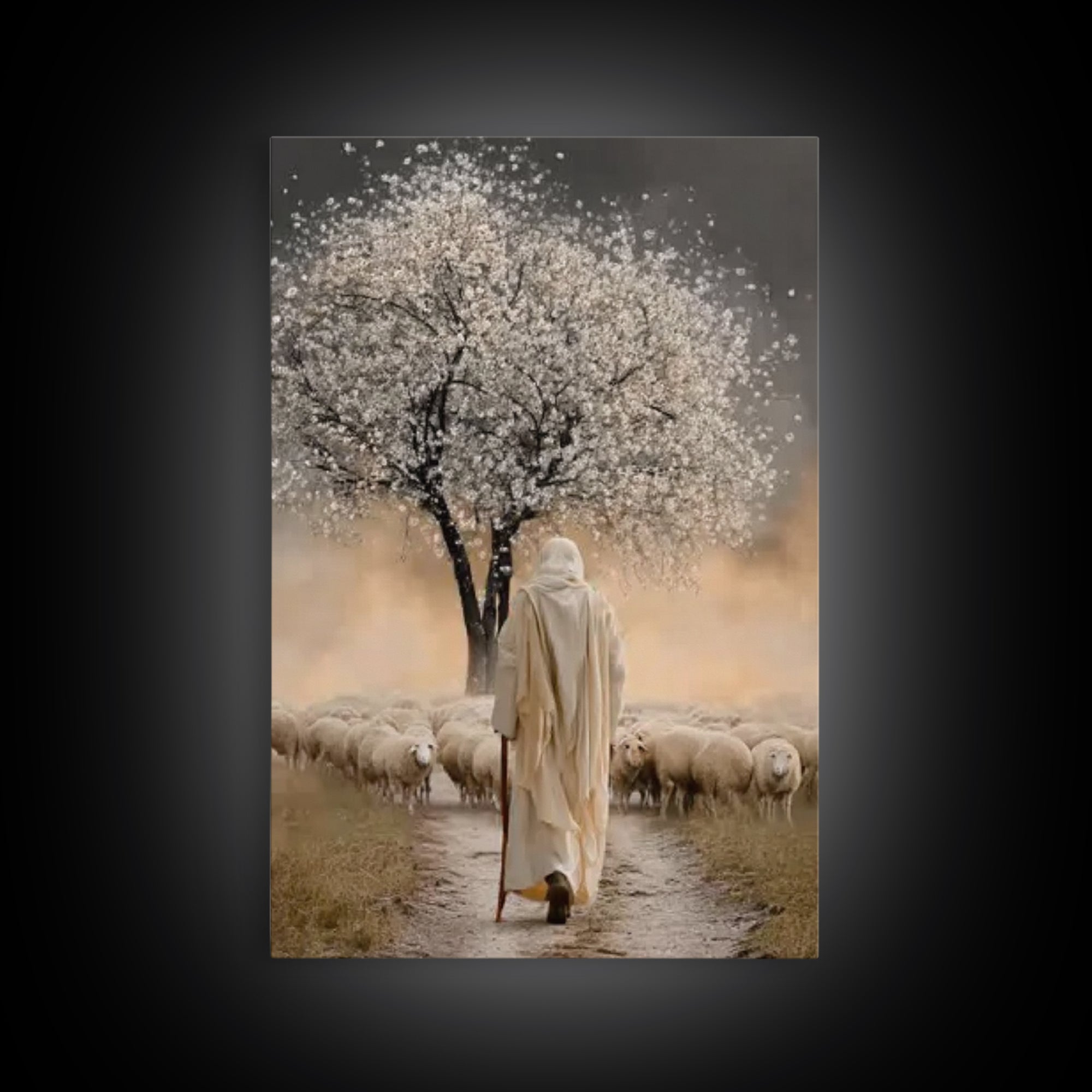 Blossom Shepherd Way – Framed Canvas Print – Jesus Painting – Christian Art Canvas – Christian Wall Art – Christian Art Work – Christian De