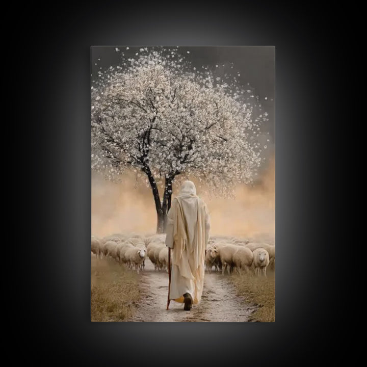 Blossom Shepherd Way – Framed Canvas Print – Jesus Painting – Christian Art Canvas – Christian Wall Art – Christian Art Work – Christian De