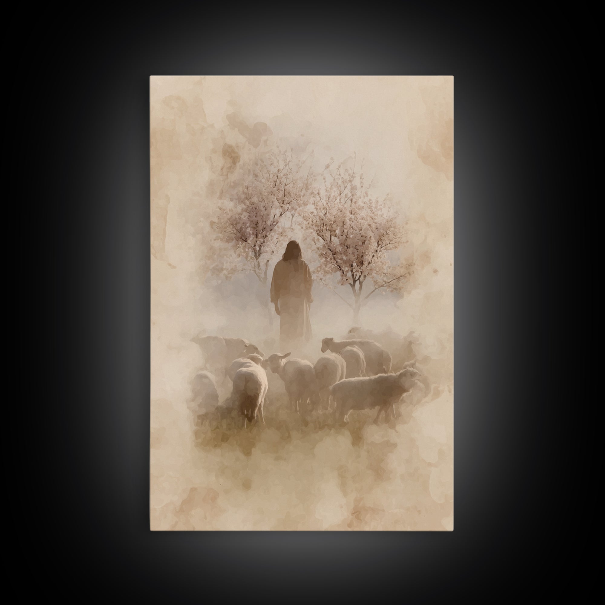 Shepherds In Bloom – Framed Canvas Print – Christian Wall Art – Christian Art Painting – Jesus Canvas Art – Vintage Christian Art – Christi