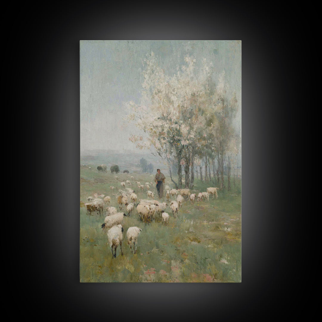 Spring Meadow Guide – Framed Canvas Print – Christian Art Canvas – Christian Painting – Christian Wall Art – Christian Gift – Subtle Christ