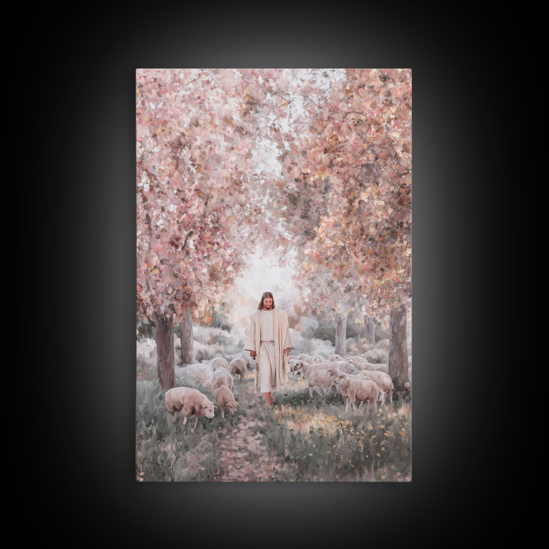 Pathway Of Gentle Care – Framed Canvas Print – Christian Wall Art – Jesus Painting – Christian Art Canvas – Christian Gift Ideas – Vintage