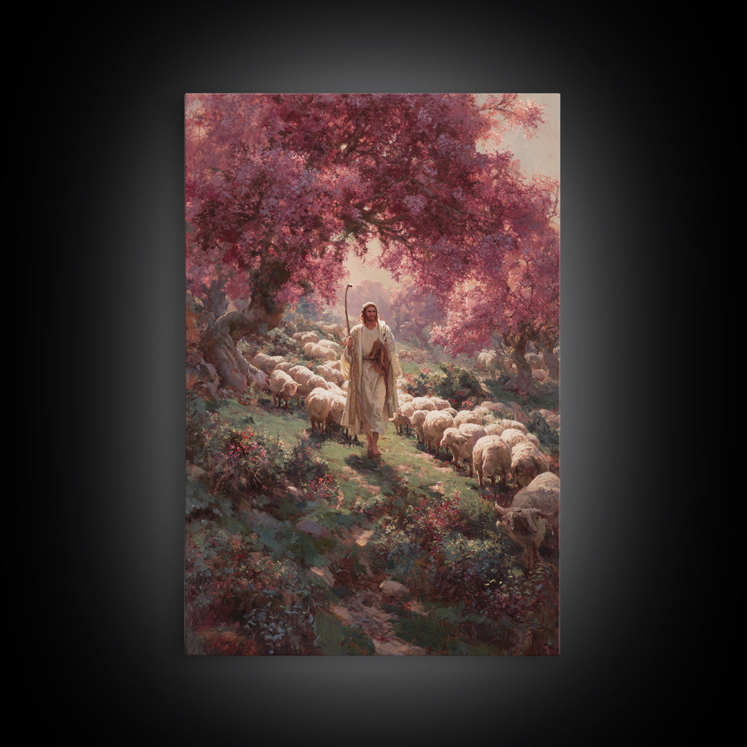 Pastures Of Peace – Framed Canvas Print – Christian Art Canvas – Christian Painting – Subtle Christian Art – Jesus Wall Art – Christian Chr
