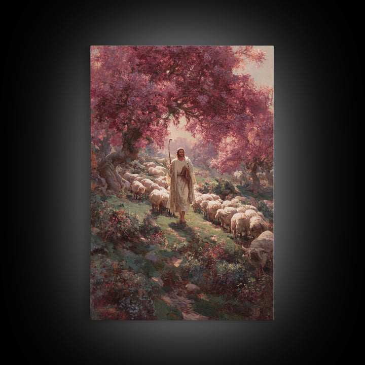 Pastures Of Peace – Framed Canvas Print – Christian Art Canvas – Christian Painting – Subtle Christian Art – Jesus Wall Art – Christian Chr