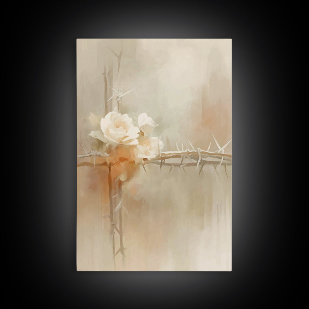 Roses Of Hope, Framed Canvas Print, Christian Art Canvas, Christian Wall Art, Subtle Christian Art, Christian Decor, Modern Christian Art