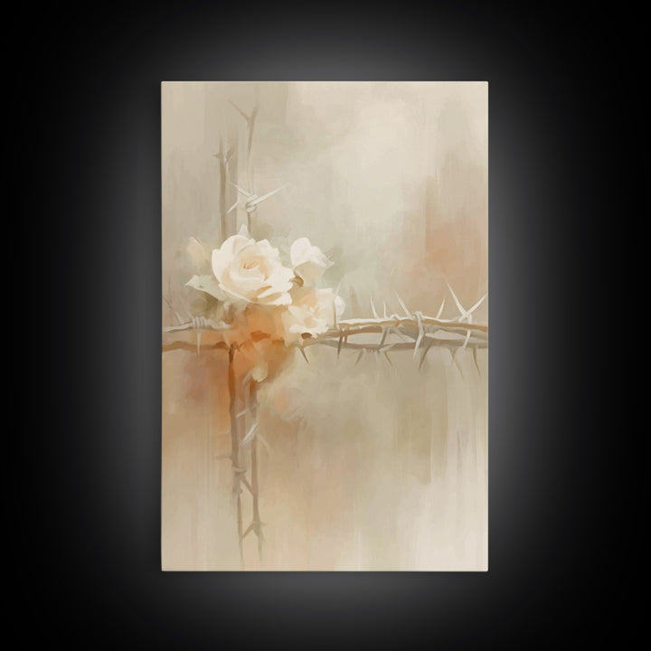 Roses Of Hope, Framed Canvas Print, Christian Art Canvas, Christian Wall Art, Subtle Christian Art, Christian Decor, Modern Christian Art