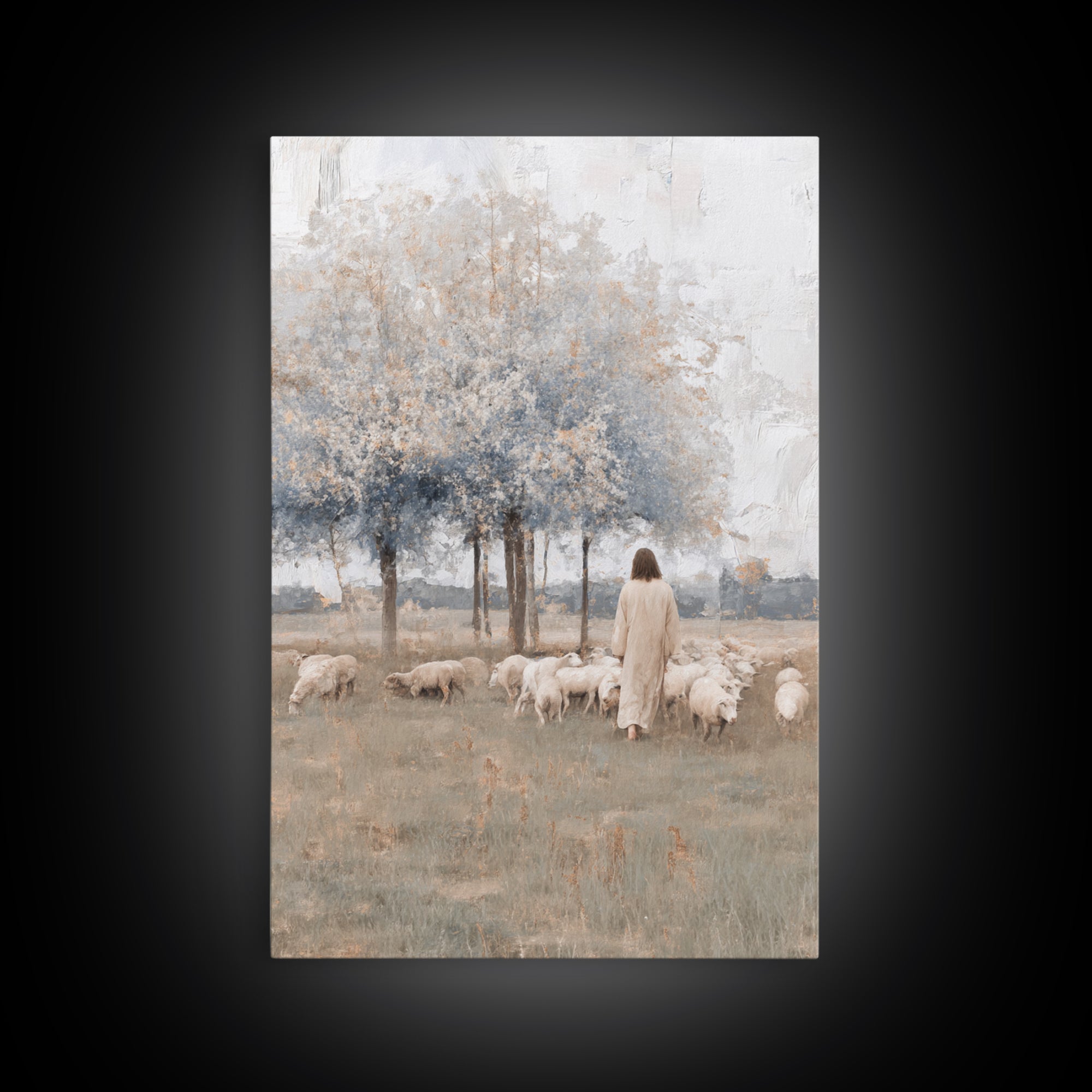 Fields Of Quiet Grace – Framed Canvas Print – Subtle Christian Art – Christian Art Canvas – Jesus Painting – Christian Wall Art – Christian