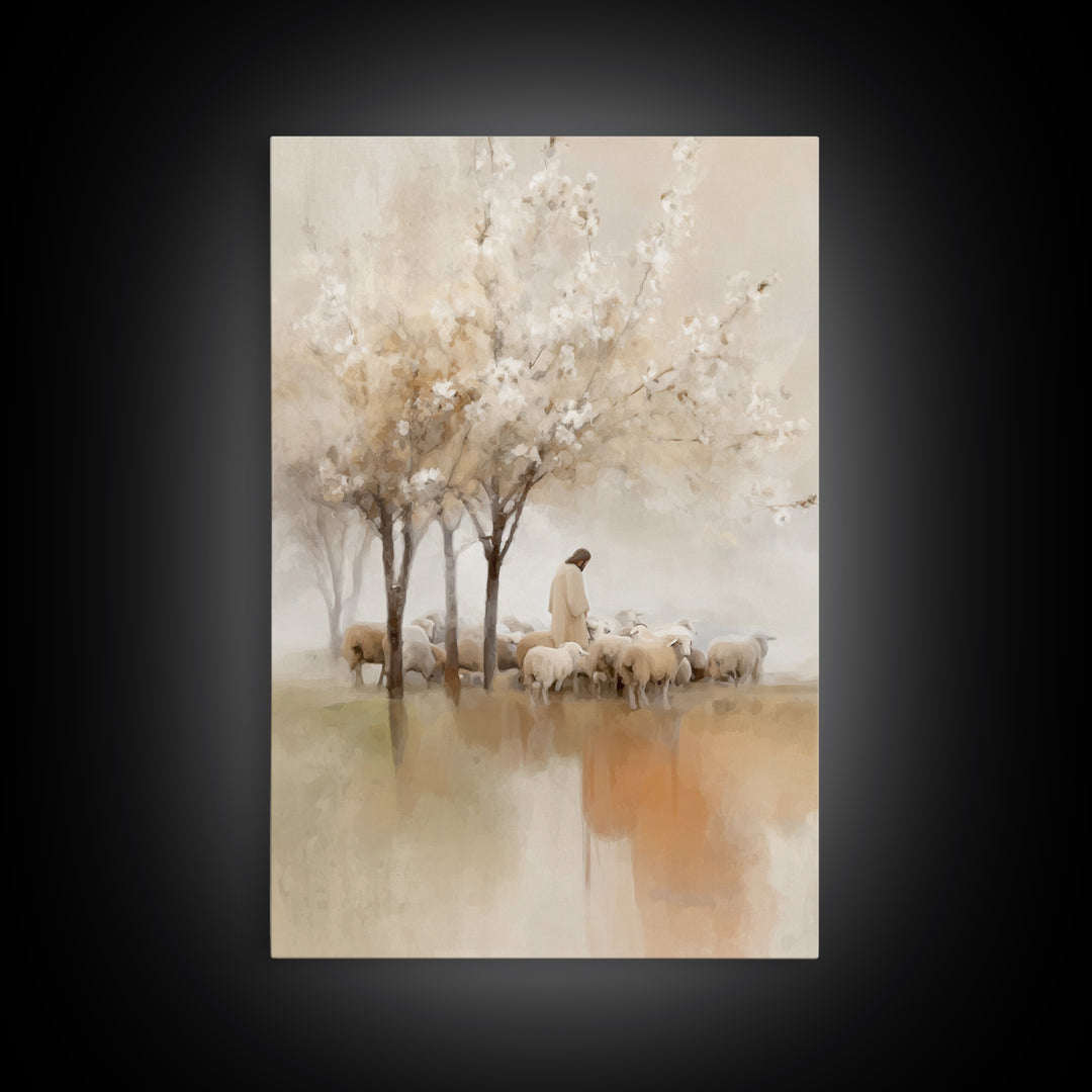 Blossoms Of Grace – Framed Canvas Print – Christian Wall Art – Jesus Painting – Christian Art Canvas – Vintage Christian Art – Christian Gi