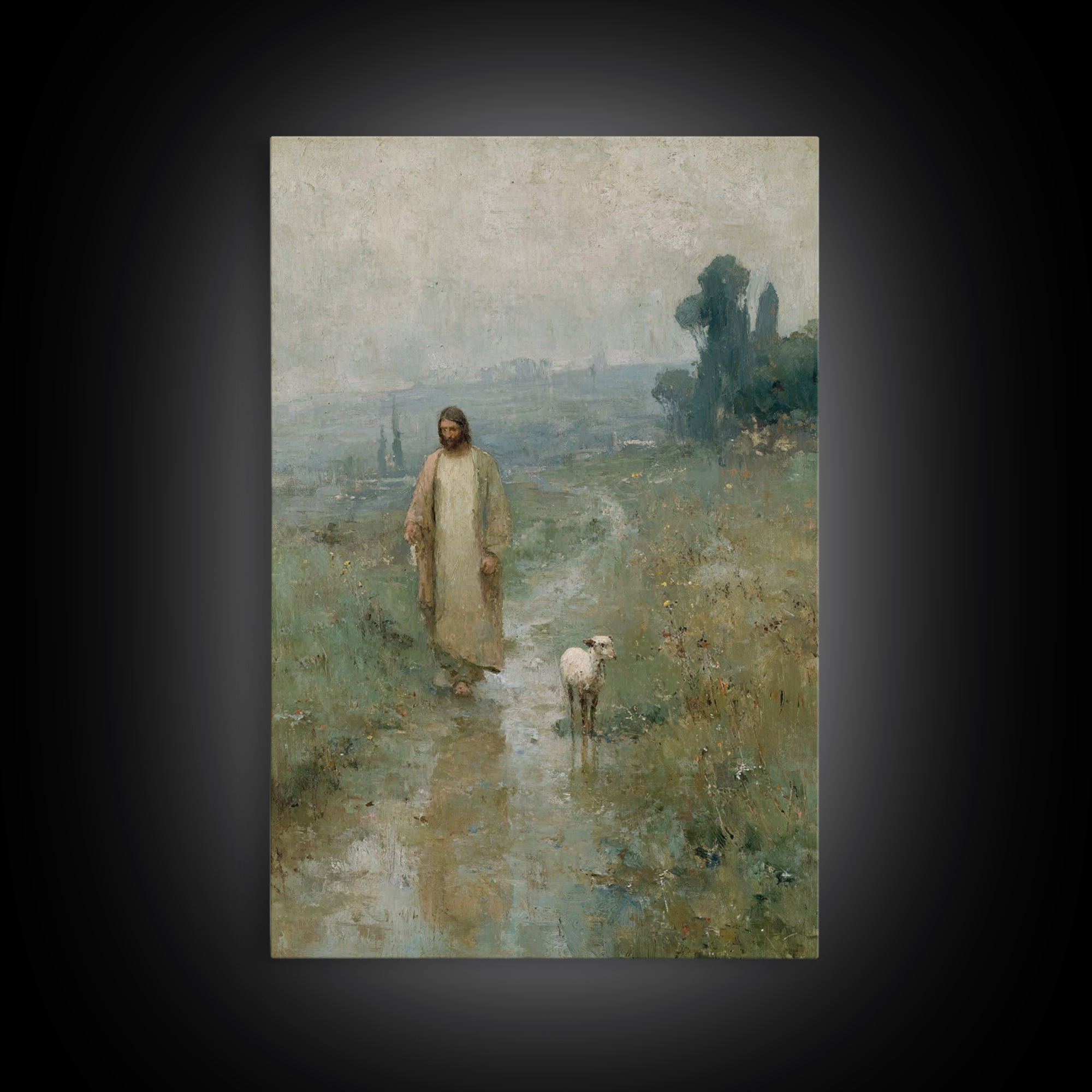 Gentle Morning Walk – Framed Canvas Print – Christian Wall Art – Jesus Painting – Subtle Christian Art – Christian Art Print – Christian De