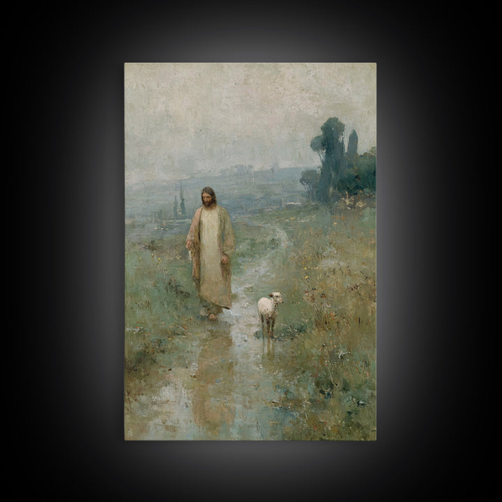 Gentle Morning Walk – Framed Canvas Print – Christian Wall Art – Jesus Painting – Subtle Christian Art – Christian Art Print – Christian De