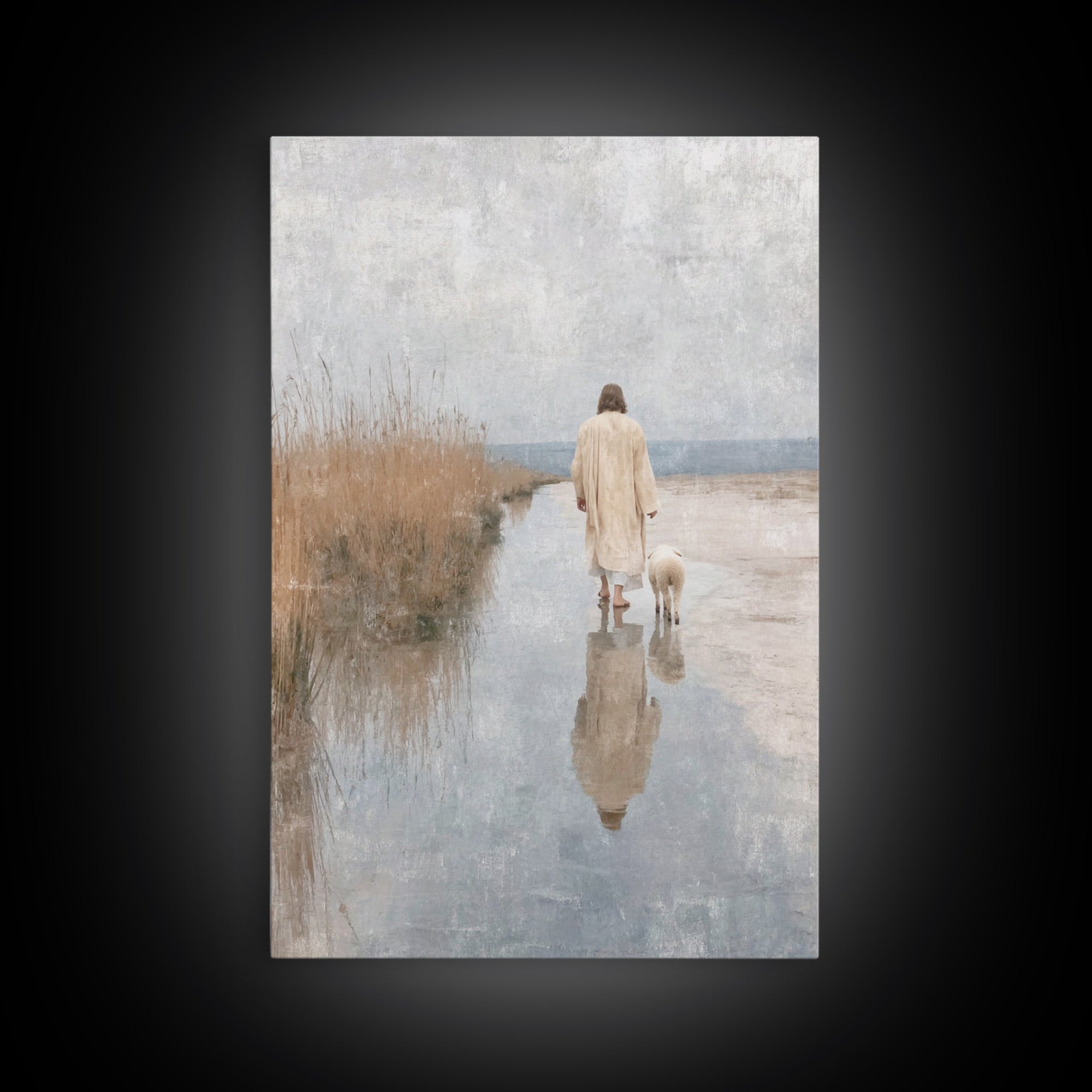 Hillside Shepherd Peace | Framed Canvas Print | Christian Wall Art | Jesus Art Canvas | Vintage Christian Art | Christian Painting | Christ