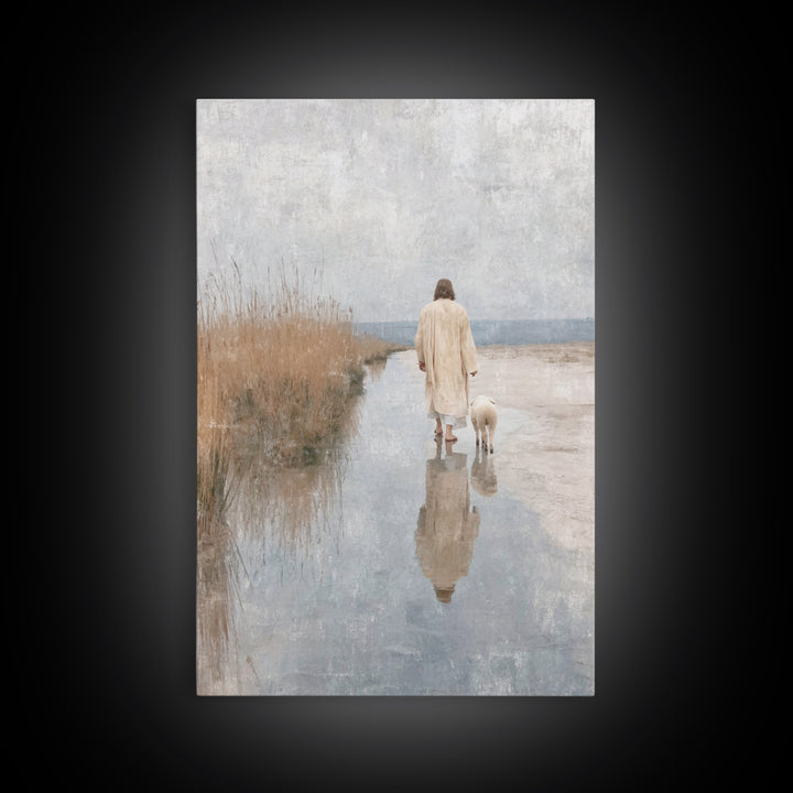 Hillside Shepherd Peace | Framed Canvas Print | Christian Wall Art | Jesus Art Canvas | Vintage Christian Art | Christian Painting | Christ