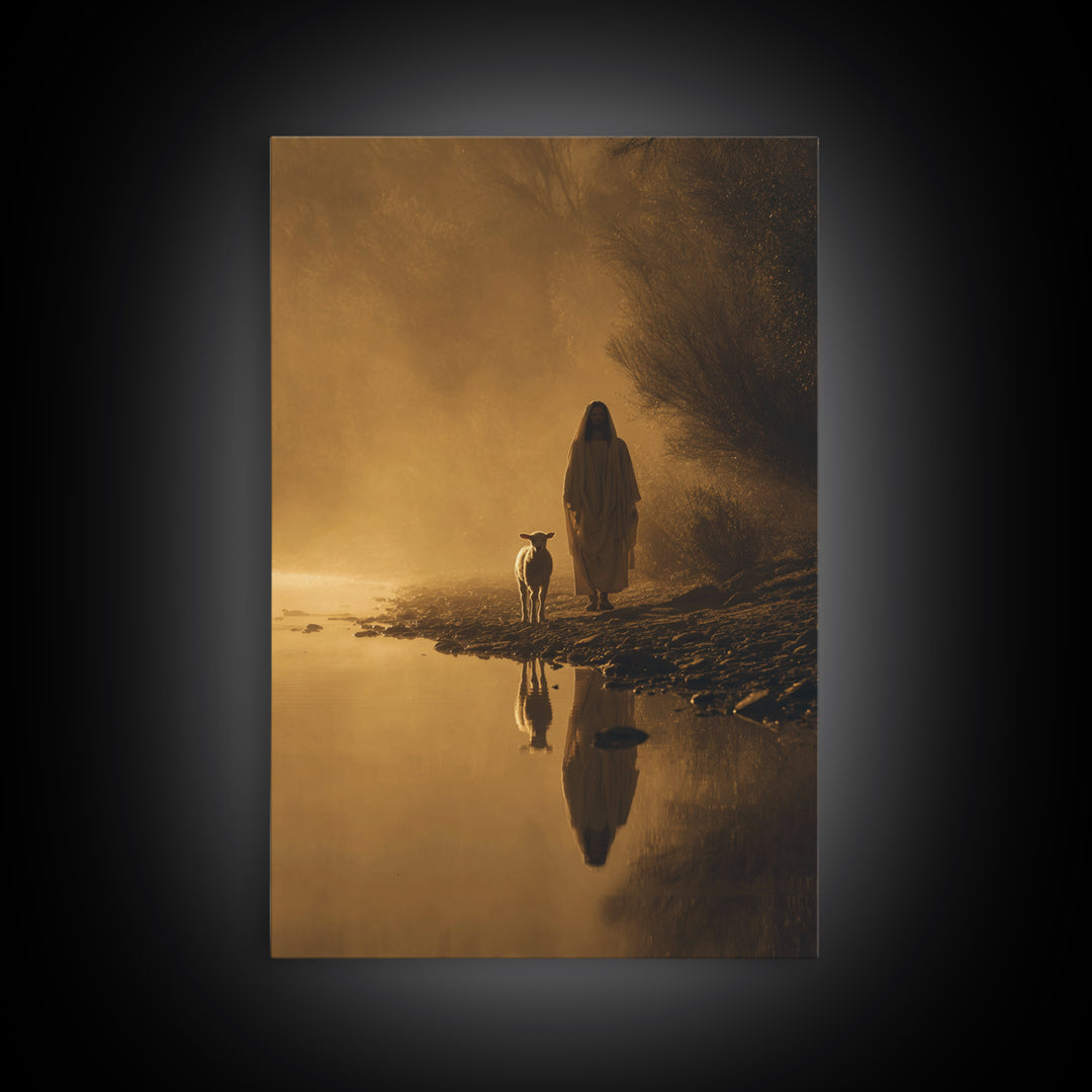 Golden Path Grace, Framed Canvas Print, Christian Wall Art, Jesus Painting Canvas, Moody Christian Art, Christian Art Canvas, Christian Chr