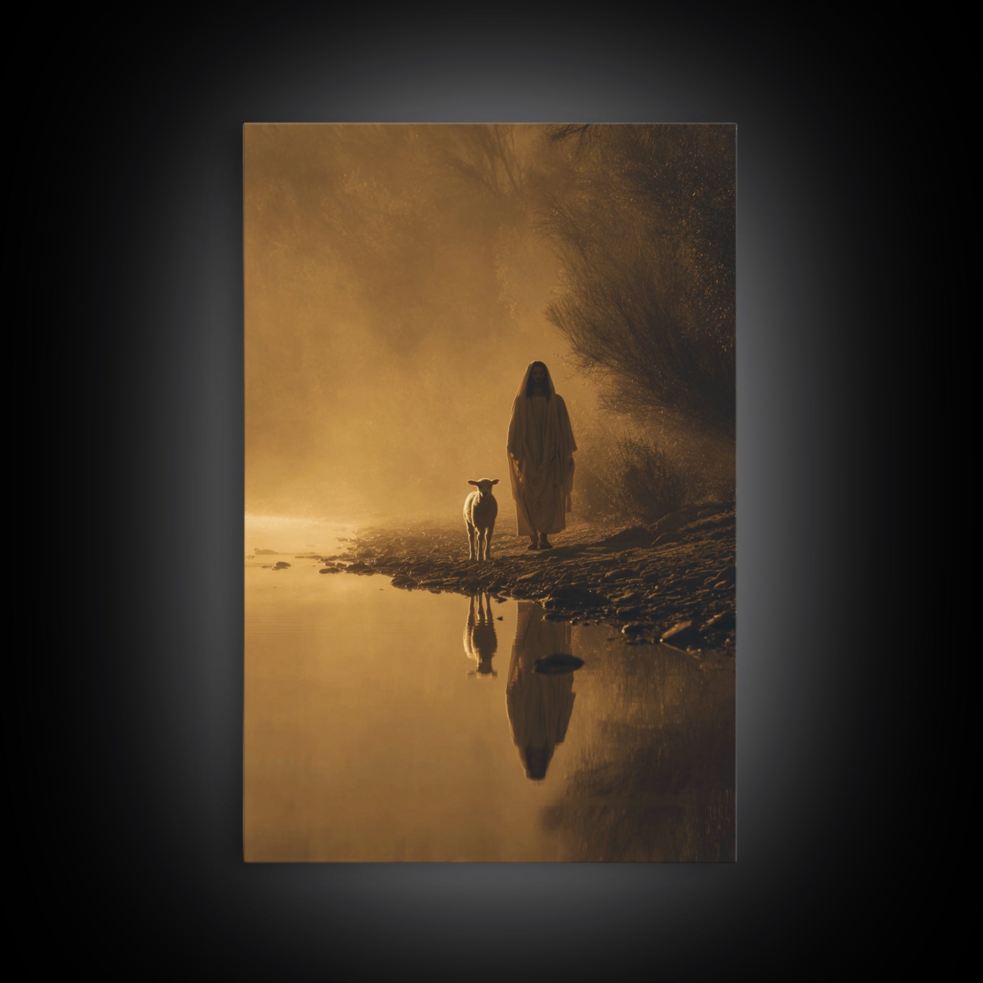Golden Path Grace, Framed Canvas Print, Christian Wall Art, Jesus Painting Canvas, Moody Christian Art, Christian Art Canvas, Christian Chr