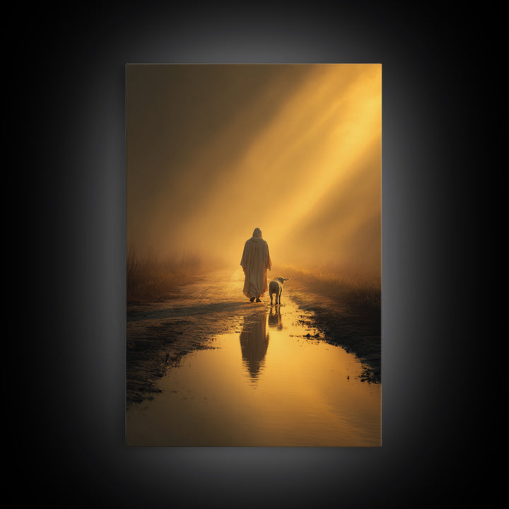 Dawn Shepherd Quiet | Framed Canvas Print | Christian Wall Art | Jesus Art Print | Moody Christian Art | Large Christian Painting | Christi