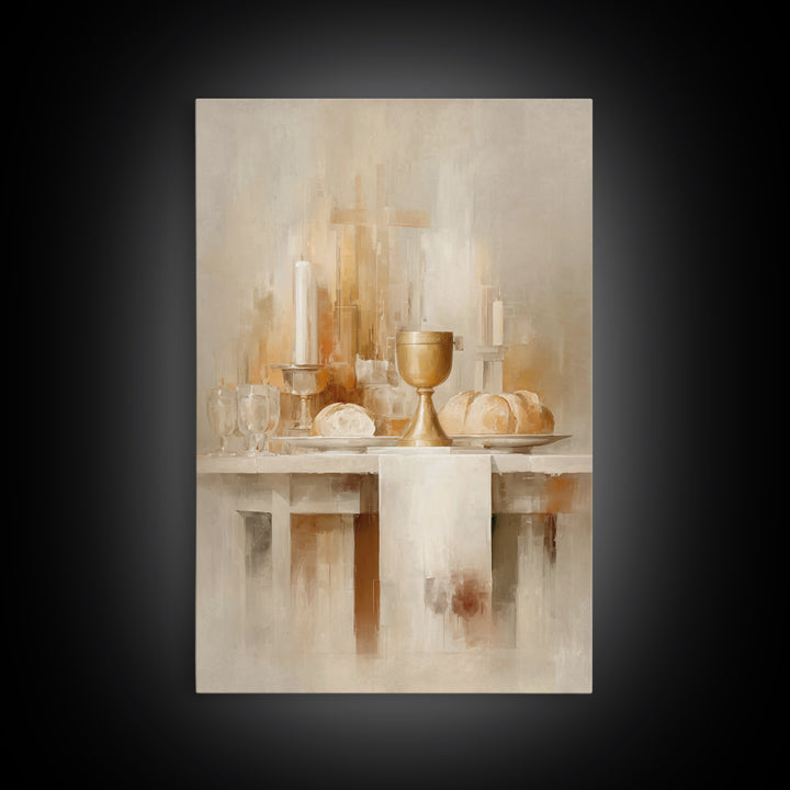 Sacred Communion Light | Framed Canvas Print | Christian Wall Art | Christian Christmas Art | Christian Art Canvas | Unique Christian Art
