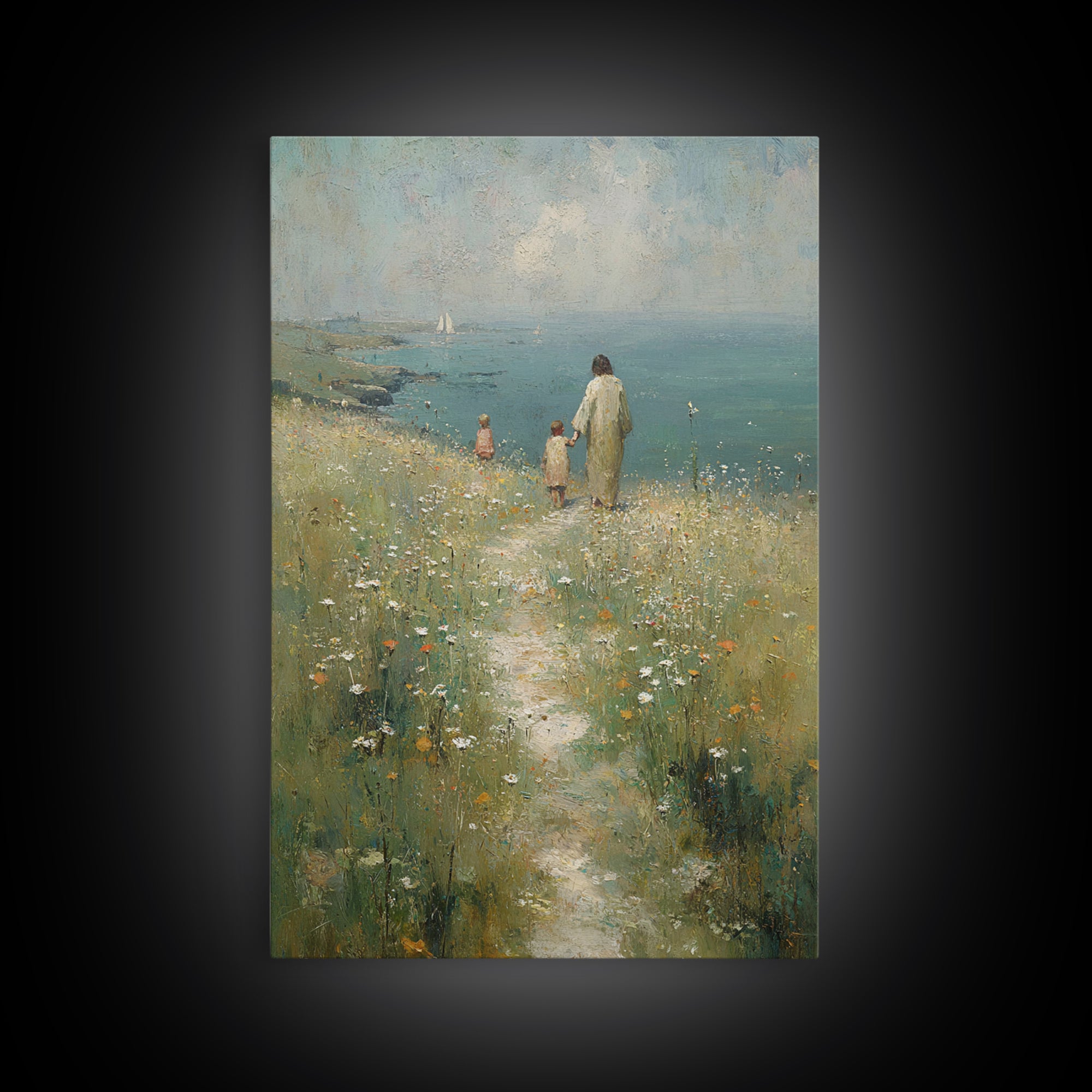 Morning Path Of Hope – Framed Canvas Print – Christian Wall Art – Jesus Painting – Christian Art Canvas – Christian Gift – Modern Christian