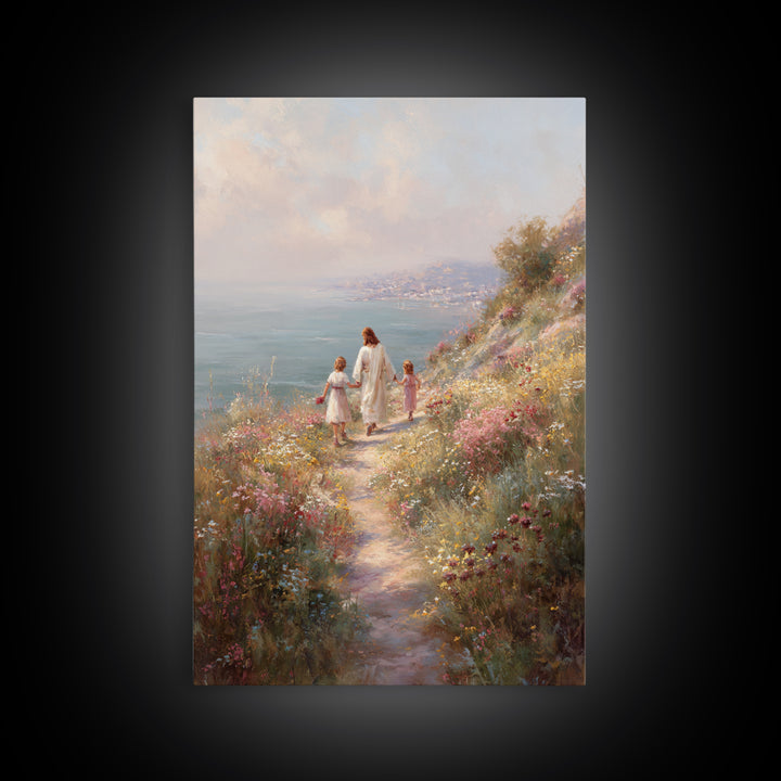 Seaside Promise Light – Framed Canvas Print – Christian Wall Art – Christian Art Canvas – Jesus Painting – Christian Decorations – Subtle C