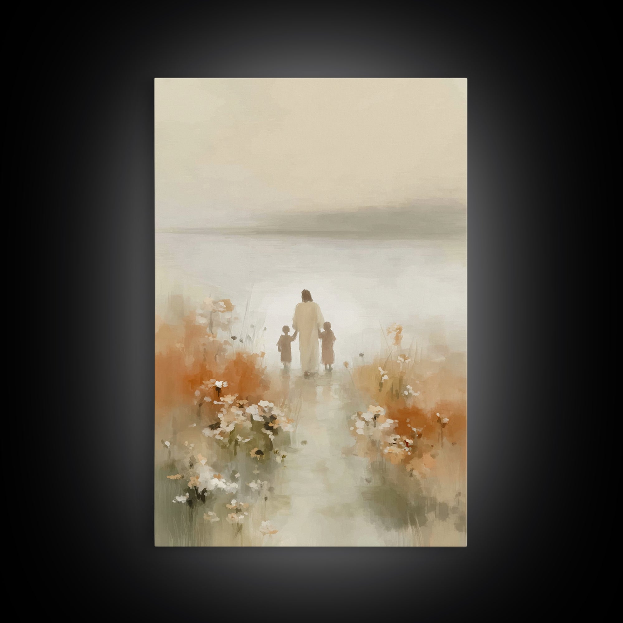 Soft Meadow Peace – Framed Canvas Print – Christian Wall Art – Jesus Art Print – Minimalist Christian Art – Christian Gift Ideas – Christia