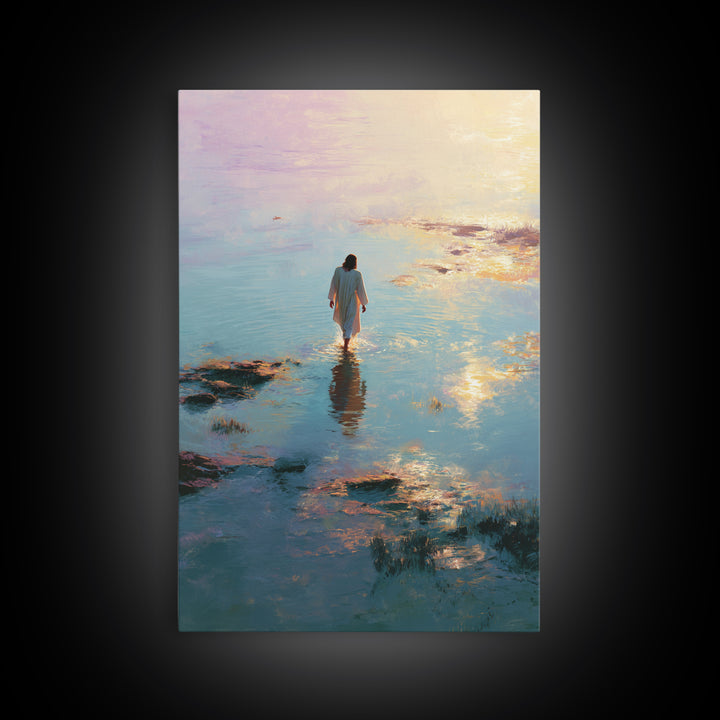 Waters Of Promise - Framed Canvas Print - Christian Art Canvas - Christian Wall Art - Jesus Painting - Modern Christian Painting