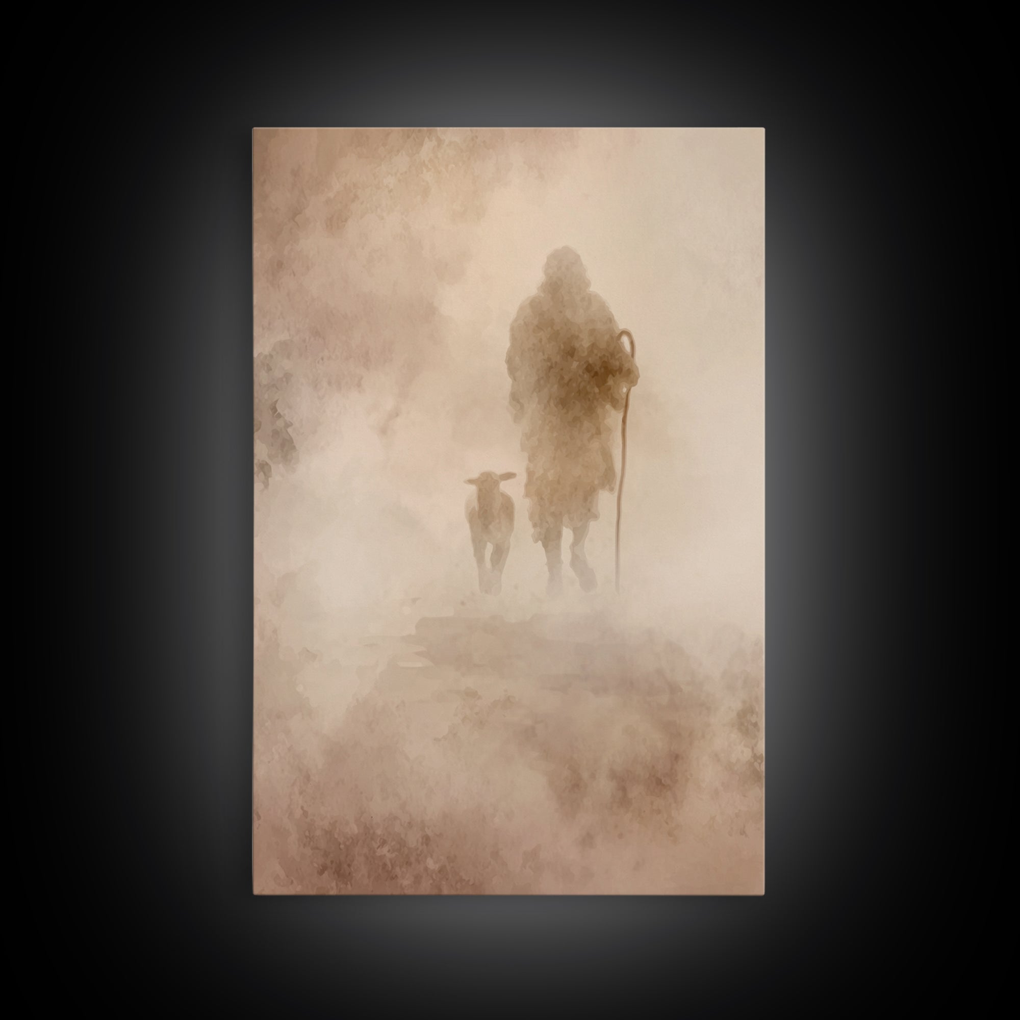 Guiding Shepherd , Framed Canvas Print, Christian Art Canvas, Christian Wall Art, Christian Painting, Christian Art Print