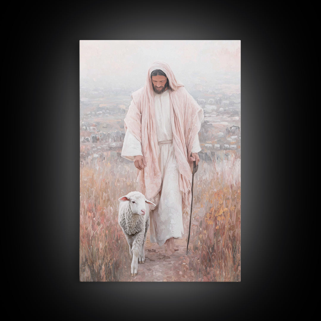 Fields Of Grace – Framed Canvas Print – Christian Wall Art – Christian Art Canvas – Jesus Painting – Modern Christian Art – Christmas Art