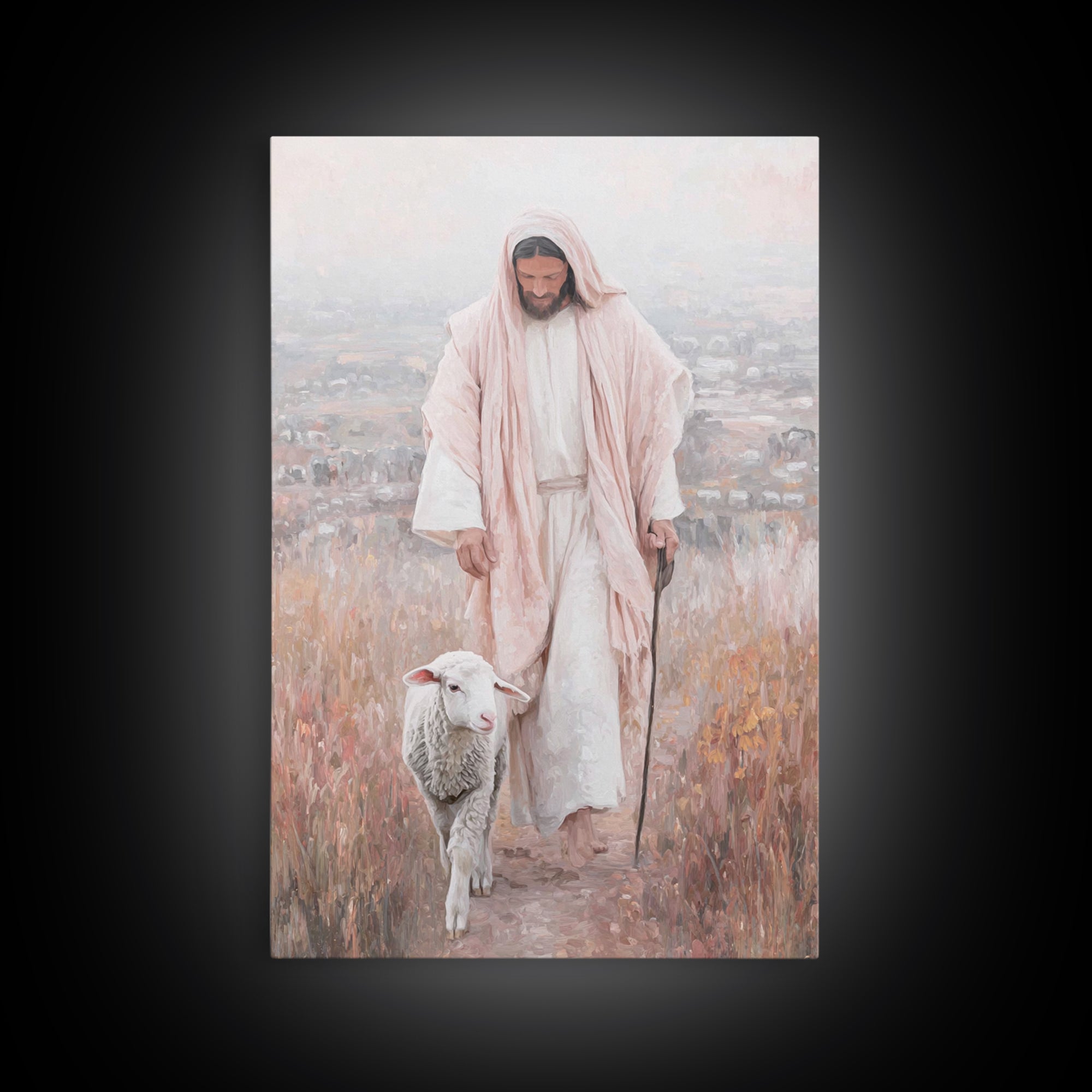 Fields Of Grace – Framed Canvas Print – Christian Wall Art – Christian Art Canvas – Jesus Painting – Modern Christian Art – Christmas Art