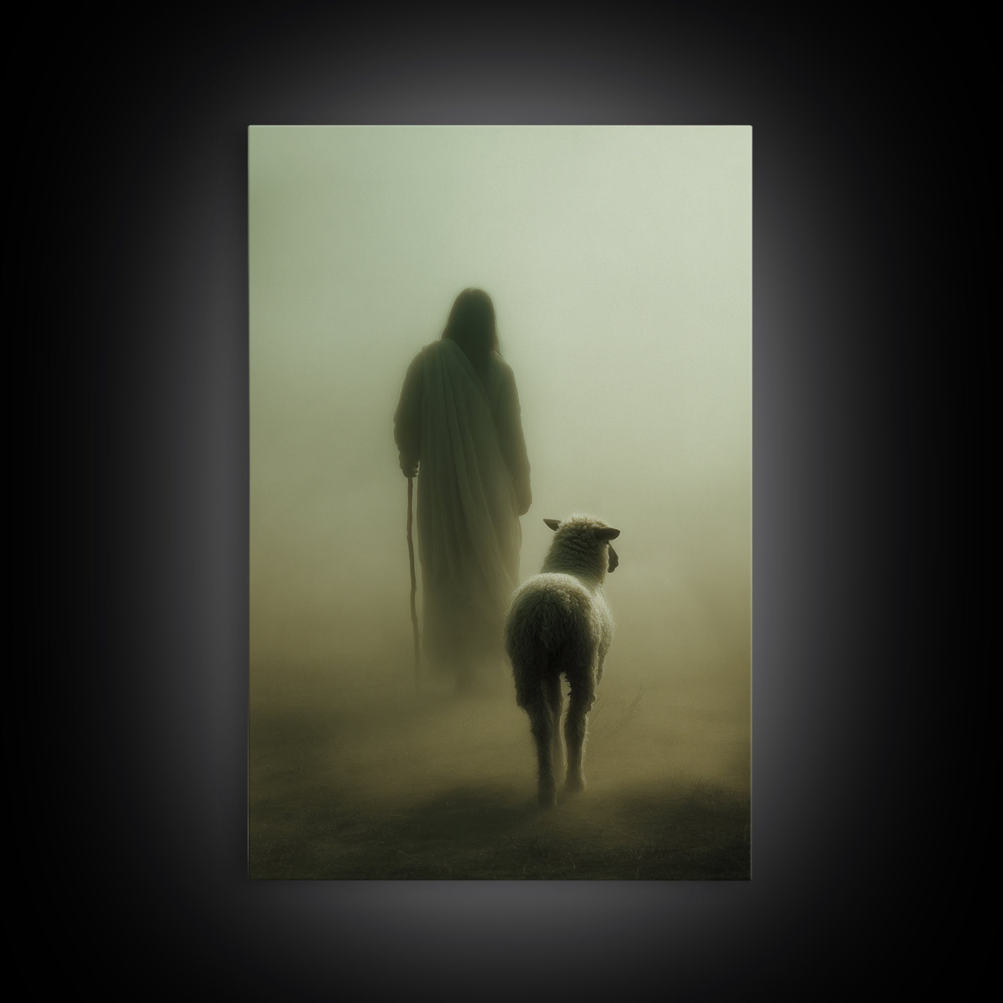 Hushed Journey – Framed Canvas Print – Christian Wall Art – Moody Christian Art – Jesus Painting – Christian Art Canvas – Christmas Art
