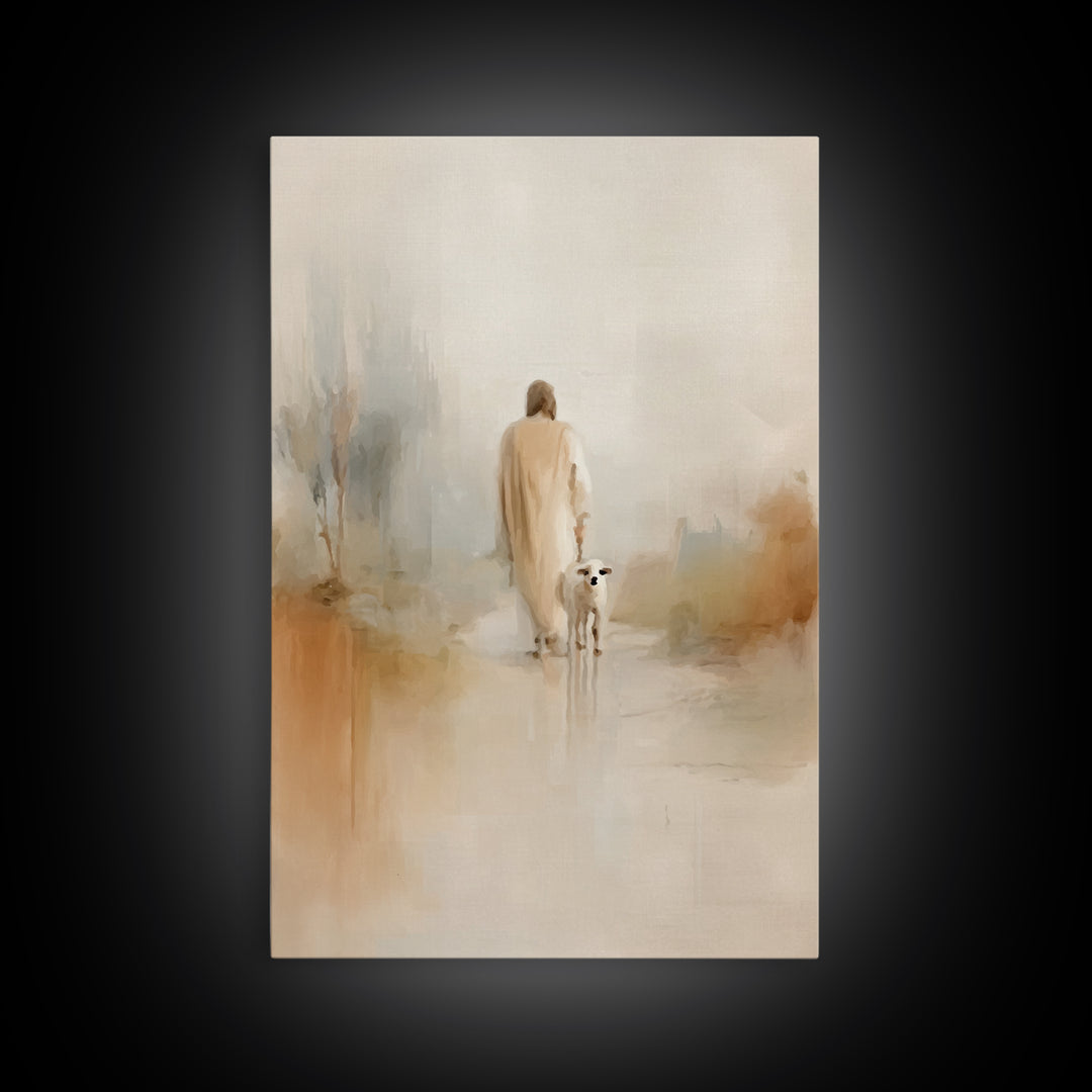 Gentle Promise – Framed Canvas Print – Christian Art Canvas – Minimalist Christian Art – Christian Wall Art – Jesus Painting – Christian Gi