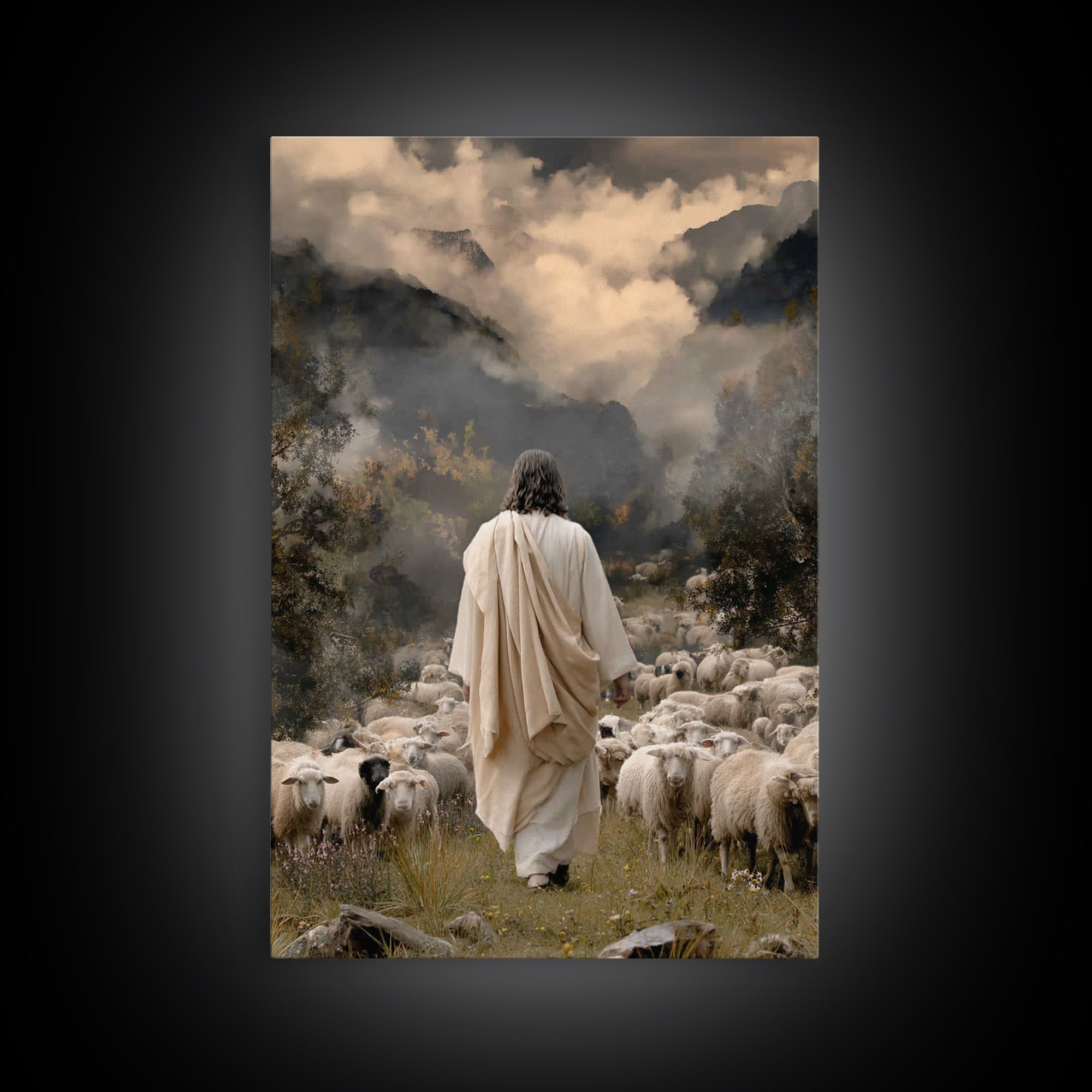 Valley Of Hope – Framed Canvas Print – Christian Wall Art – Jesus Painting – Christian Christmas Art – Christian Art Canvas – Pastoral Scen