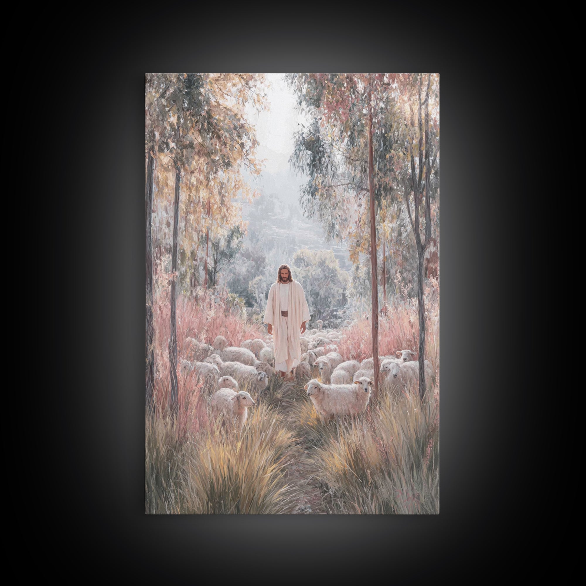 Radiant Shepherd – Framed Canvas Print – Christian Art Canvas – Christian Wall Art – Jesus Painting – Modern Christian Art – Christian Chri