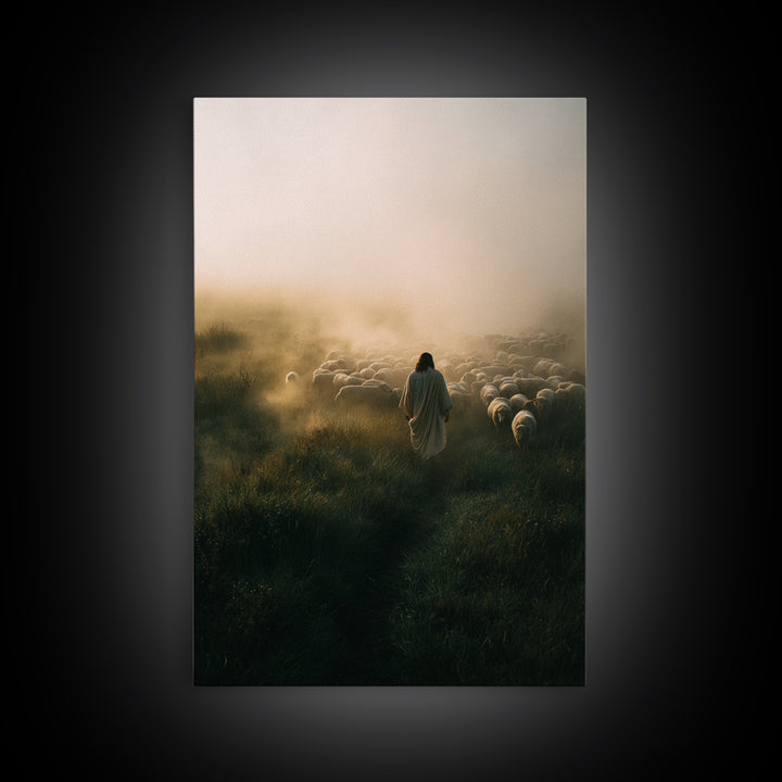 Fields Of Grace, Framed Canvas Print, Jesus Painting, Christian Art Print, Large Christian Art, Christian Wall Art, Christian Gift Ideas