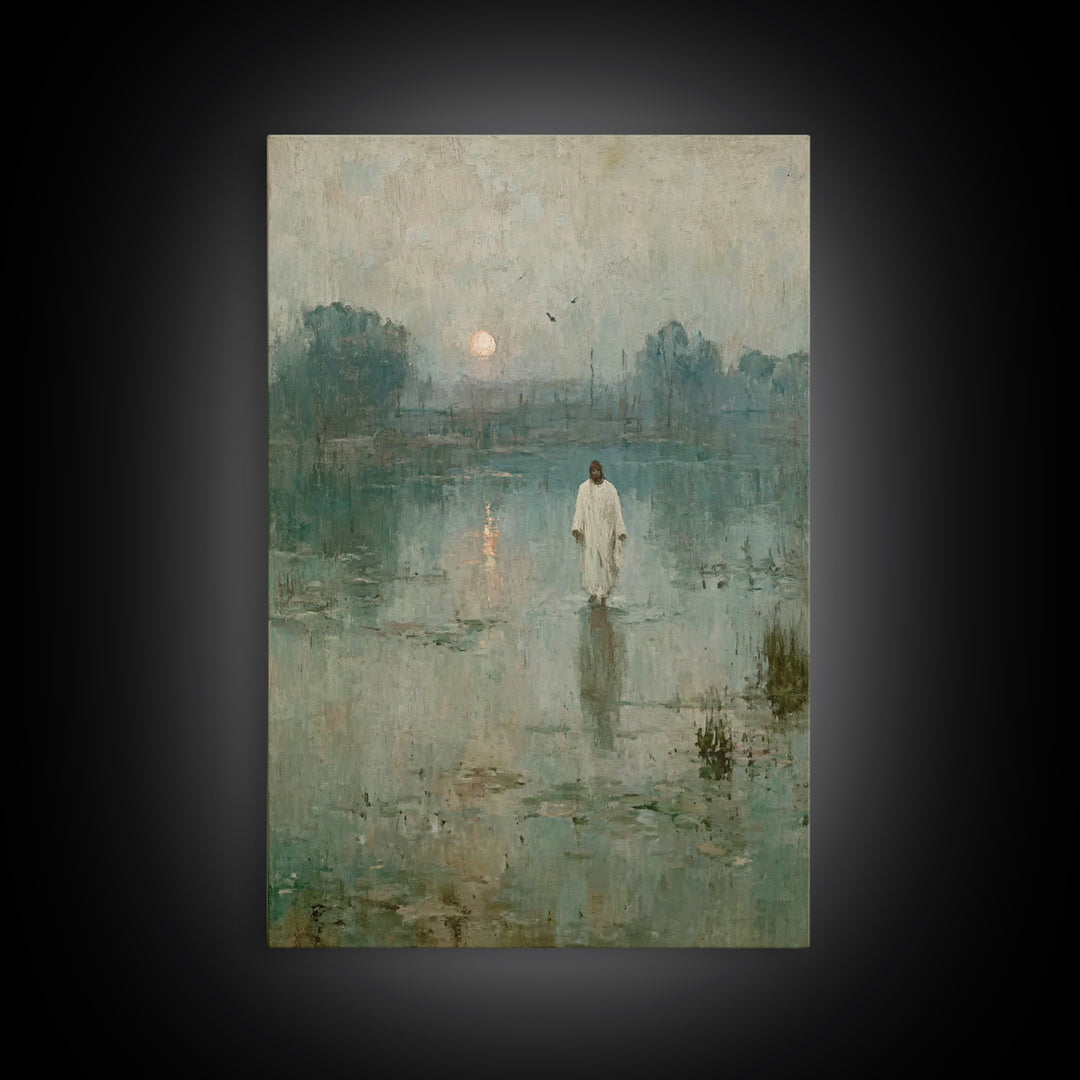 Calm Waters Glory | Framed Canvas Print | Christian Art Painting | Jesus Painting | Modern Christian Art | Christian Wall Art | Christian G