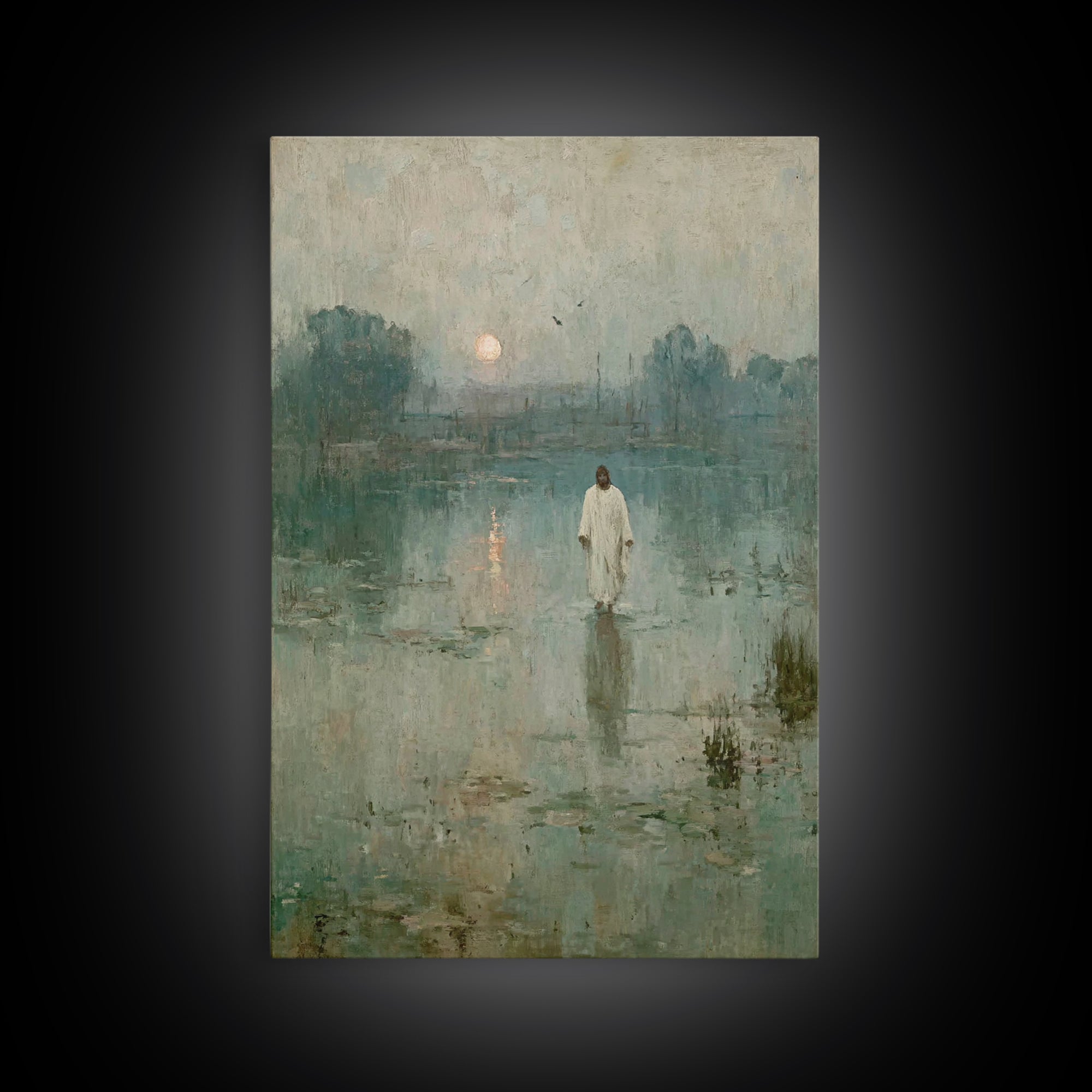 Calm Waters Glory | Framed Canvas Print | Christian Art Painting | Jesus Painting | Modern Christian Art | Christian Wall Art | Christian G