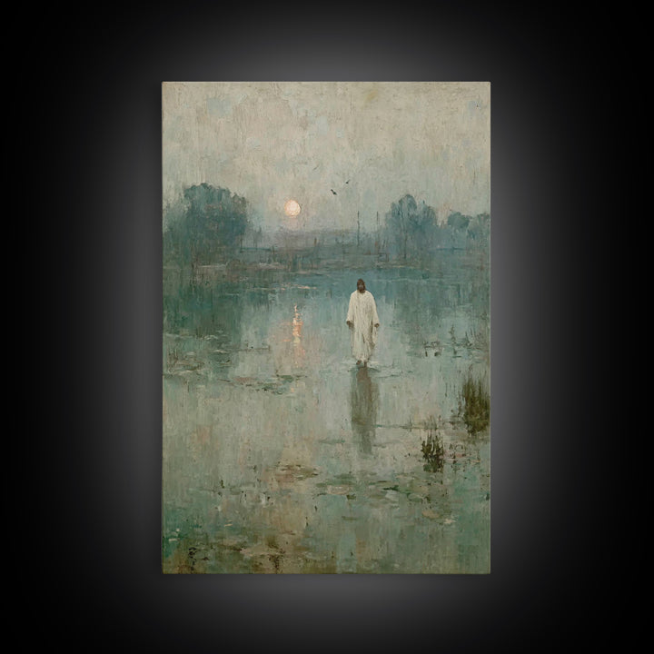 Calm Waters Glory | Framed Canvas Print | Christian Art Painting | Jesus Painting | Modern Christian Art | Christian Wall Art | Christian G